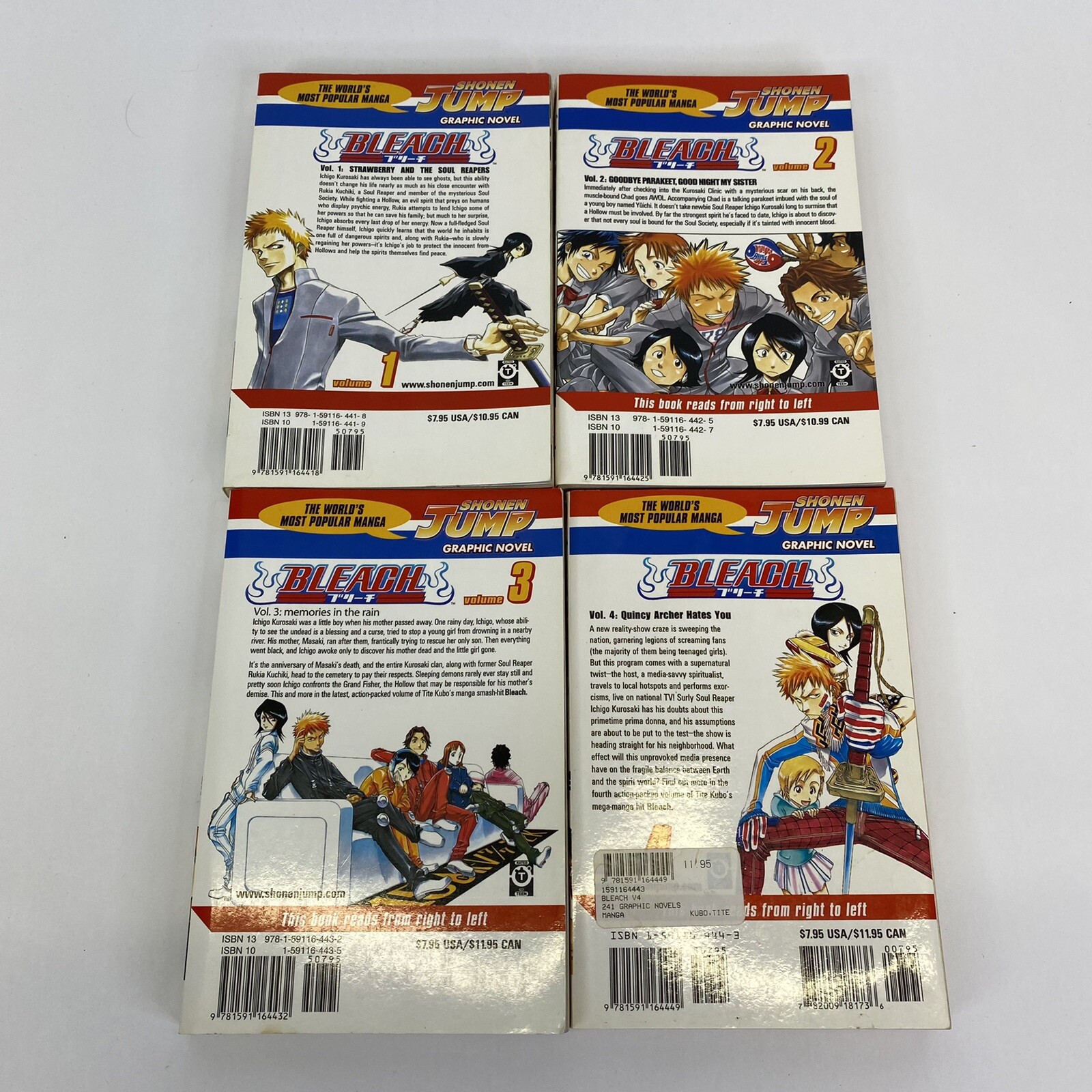 Bleach Vol. 1-4 Manga English Tite Kubo Jump 1 2 3 4 Book Lot