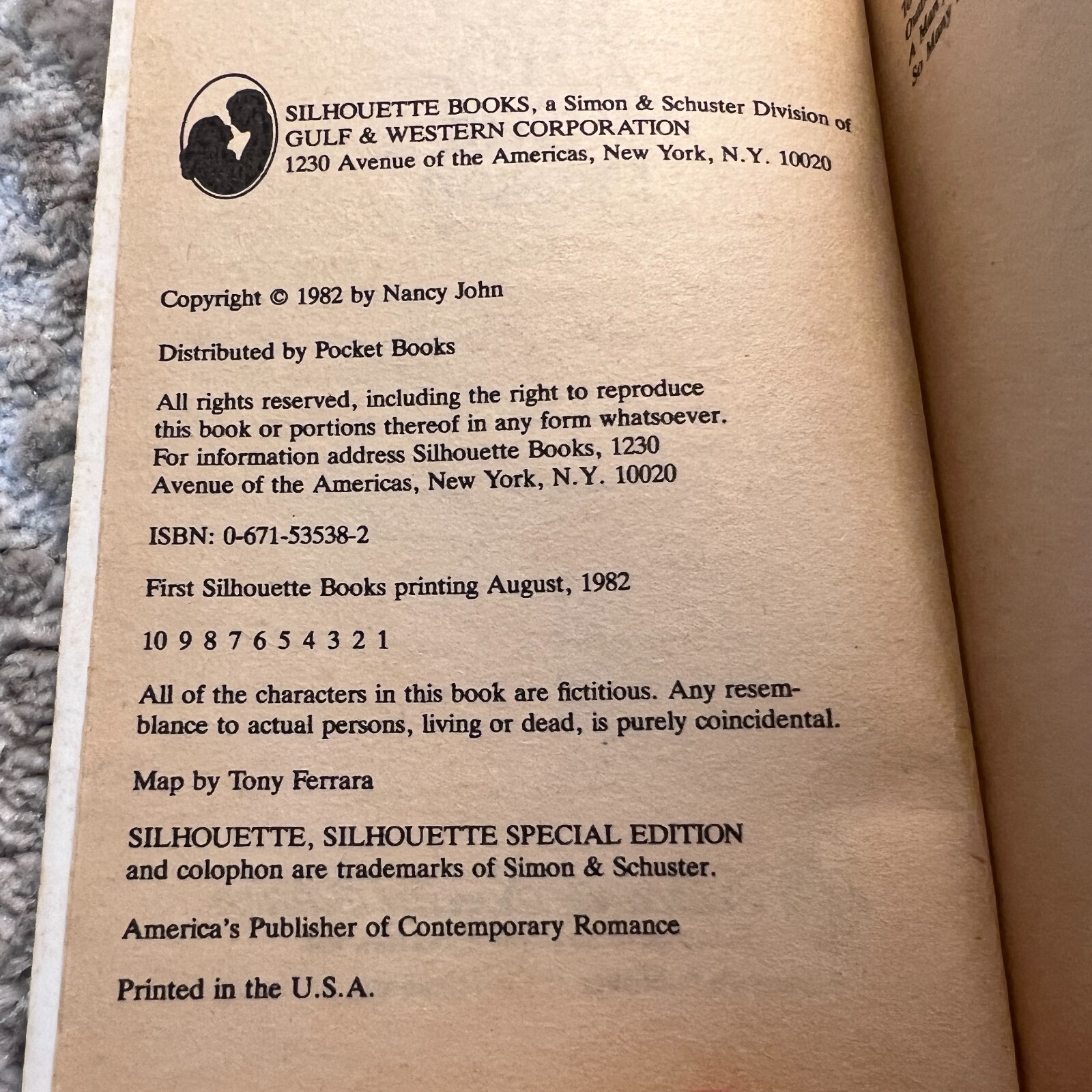 Web Of Passion Romance Paperback Book by Nancy John from Silhouette 1982