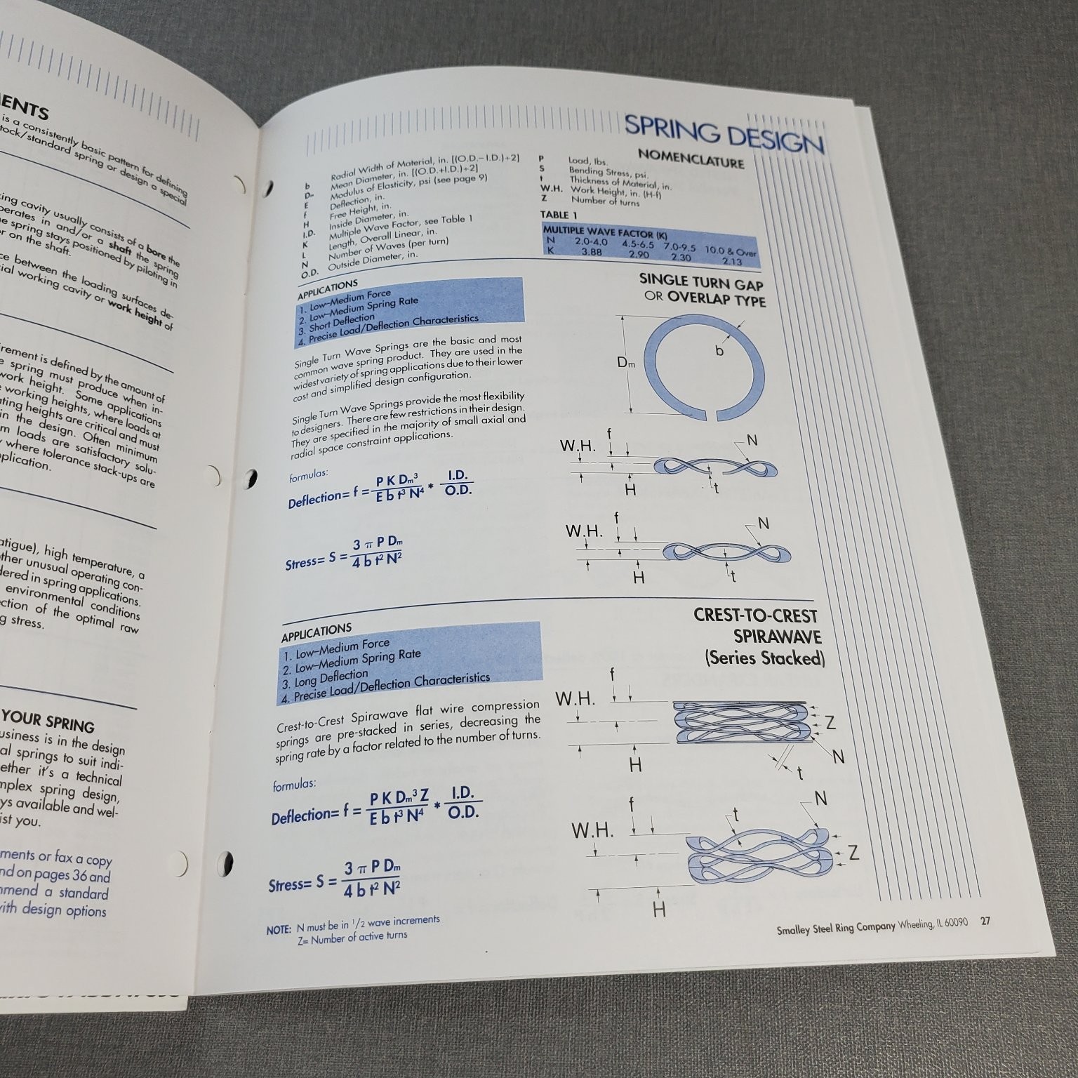 Smalley Engineering Parts Catalog 2001 SpiraWave Flat Wire Compression Springs