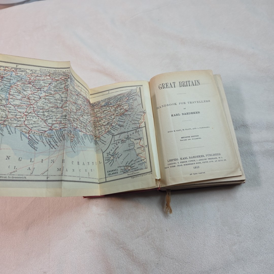 Great Britain Handbook for Travellers by Baedeker, Karl 1910 7th Ed w/ Maps Red