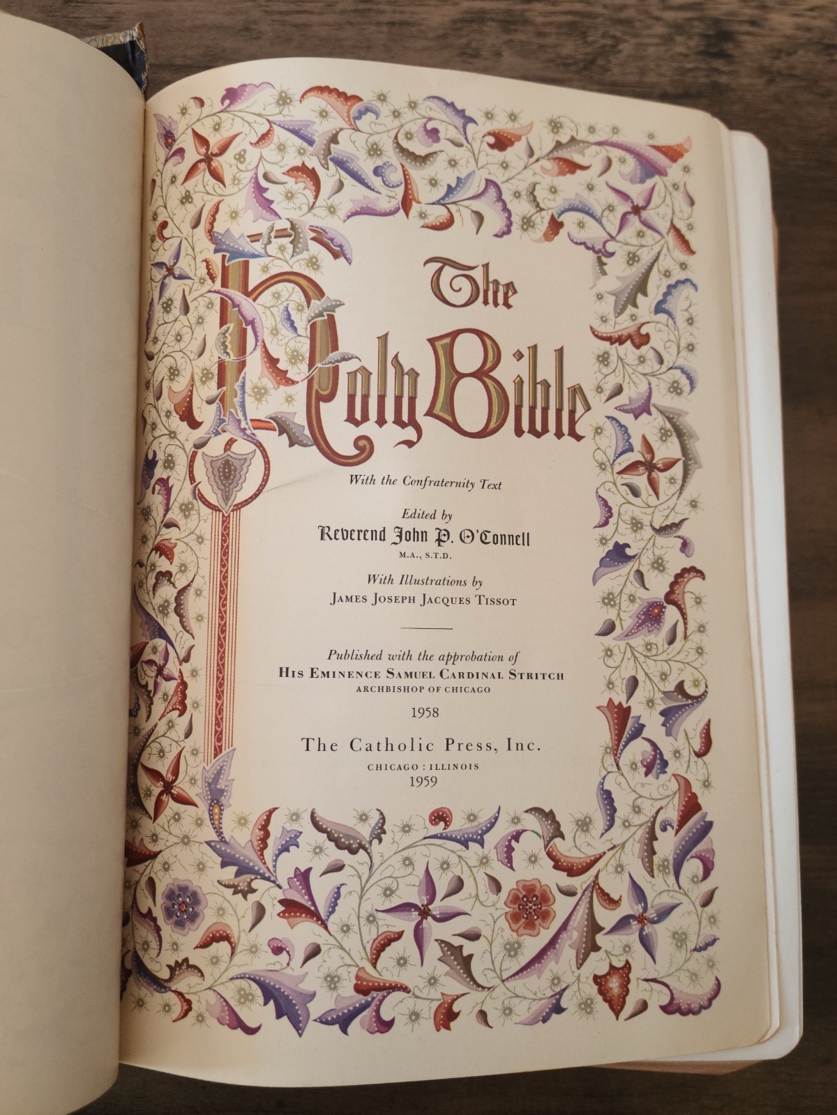 Vintage The Holy Family Catholic Bible, Oversized, 1958, Illustrated