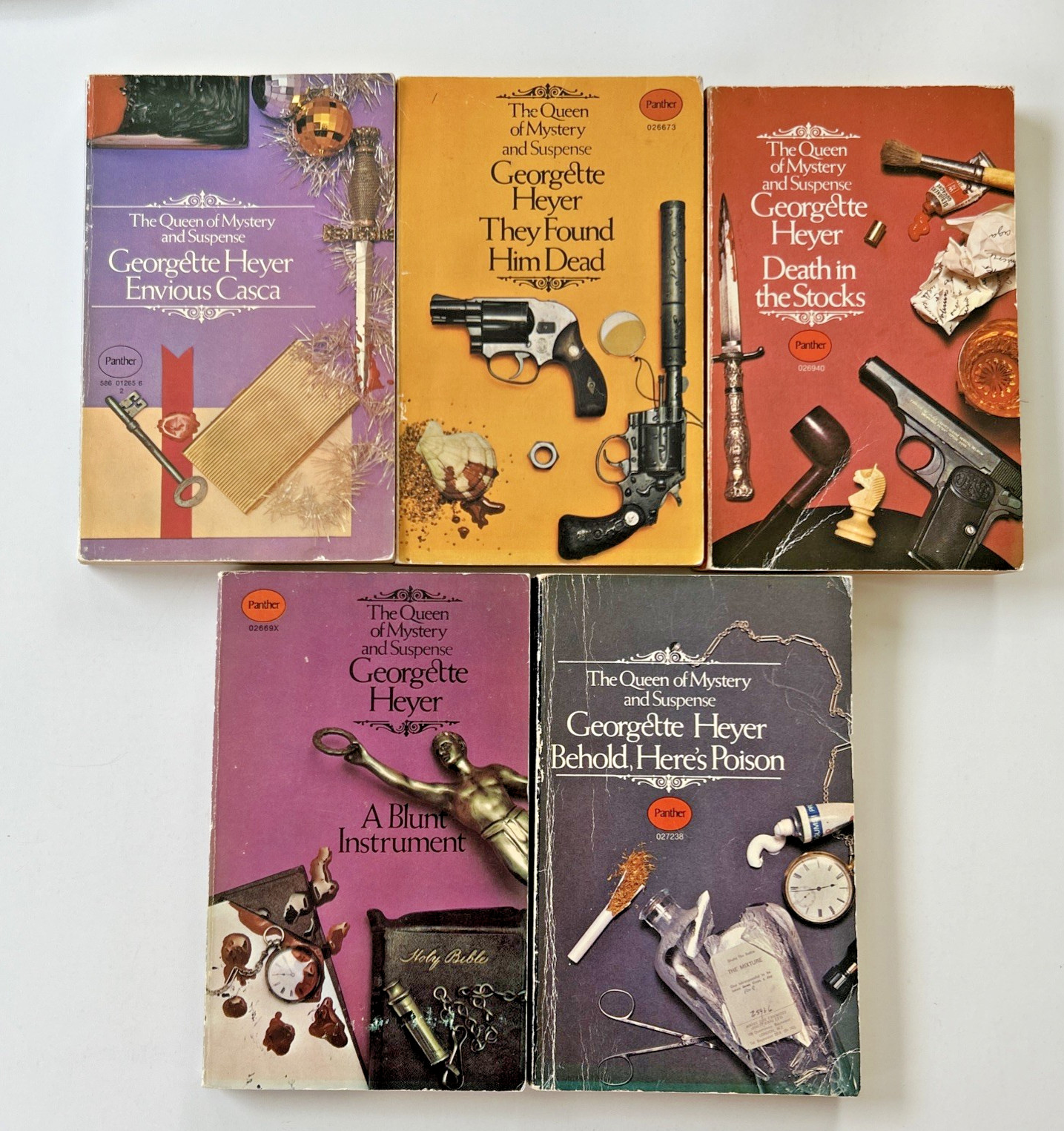 Georgette Heyer Lot of 5 Panther Paperbacks No Wind of Blame They Found Him Dead