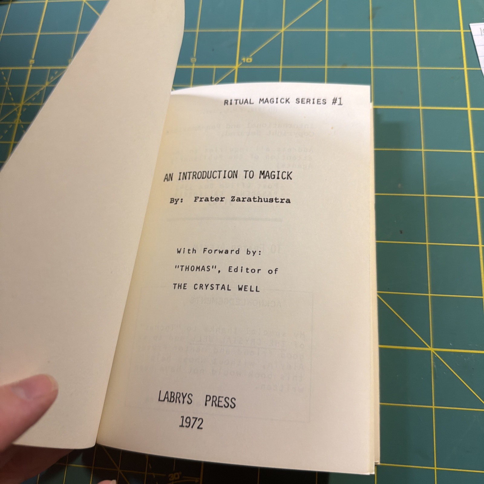 Introduction To Magick Frater Zarathustra 1972 Labrys Occult PB