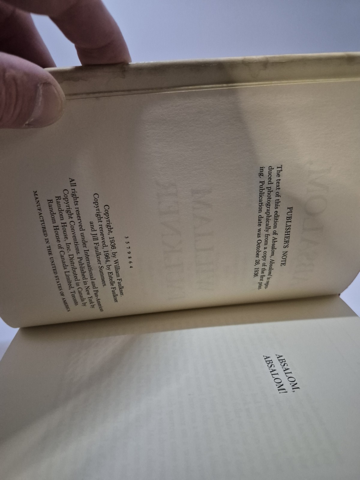 William Faulkner Absalom, Absalom! HC Random House 1936 W Dust Jacket