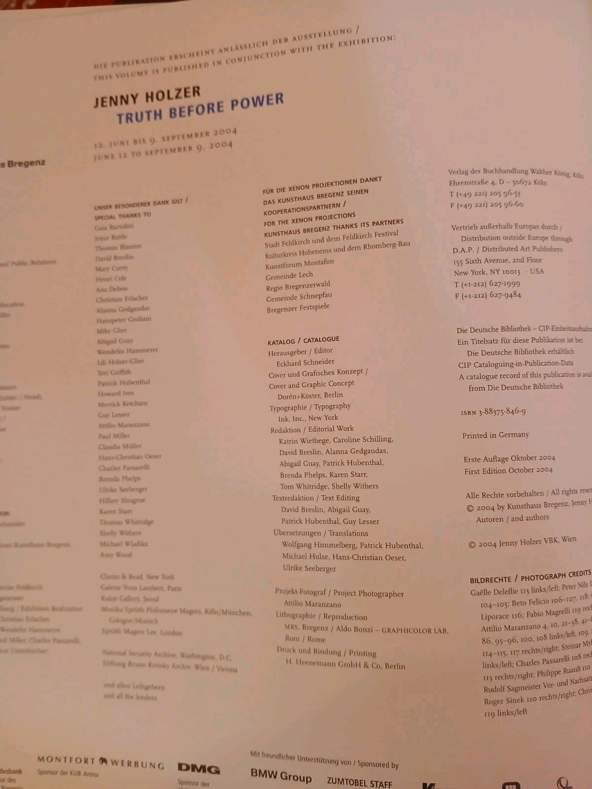 Jenny Holzer Truth Before Power Kunsthaus Bregenz 1st edition HC DJ 2004 VGC