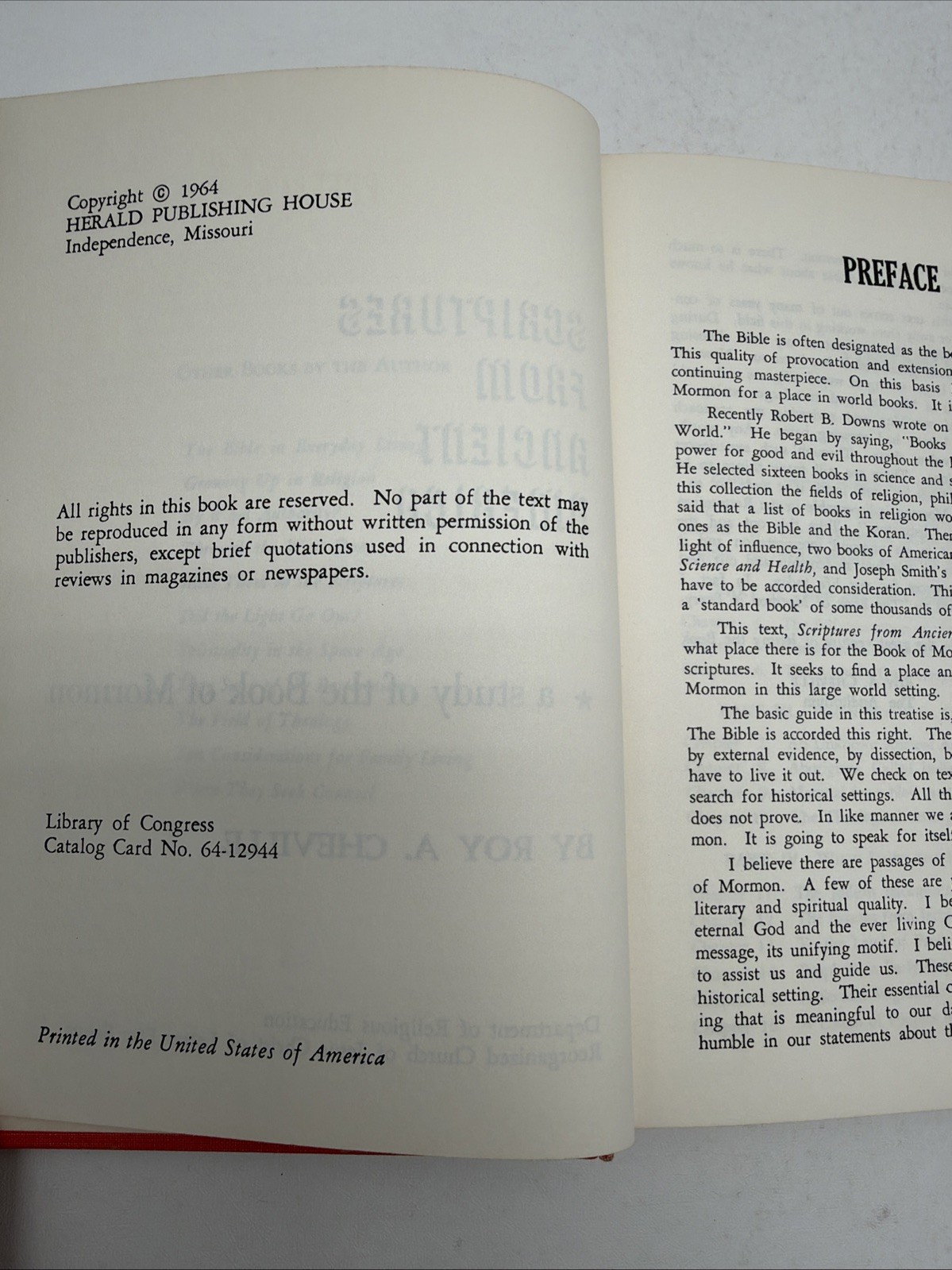 Scriptures From Ancient America A Study of the Book of Mormon Roy Cheville 1964