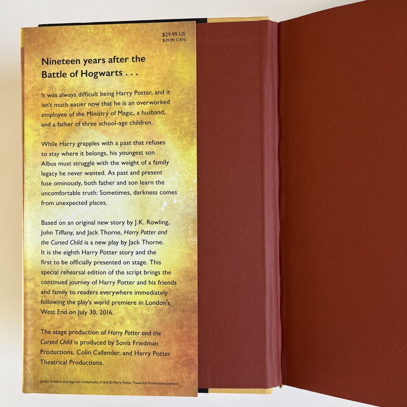 Harry Potter and the Cursed Child – Parts One & Two: The Official Script 1st Ed