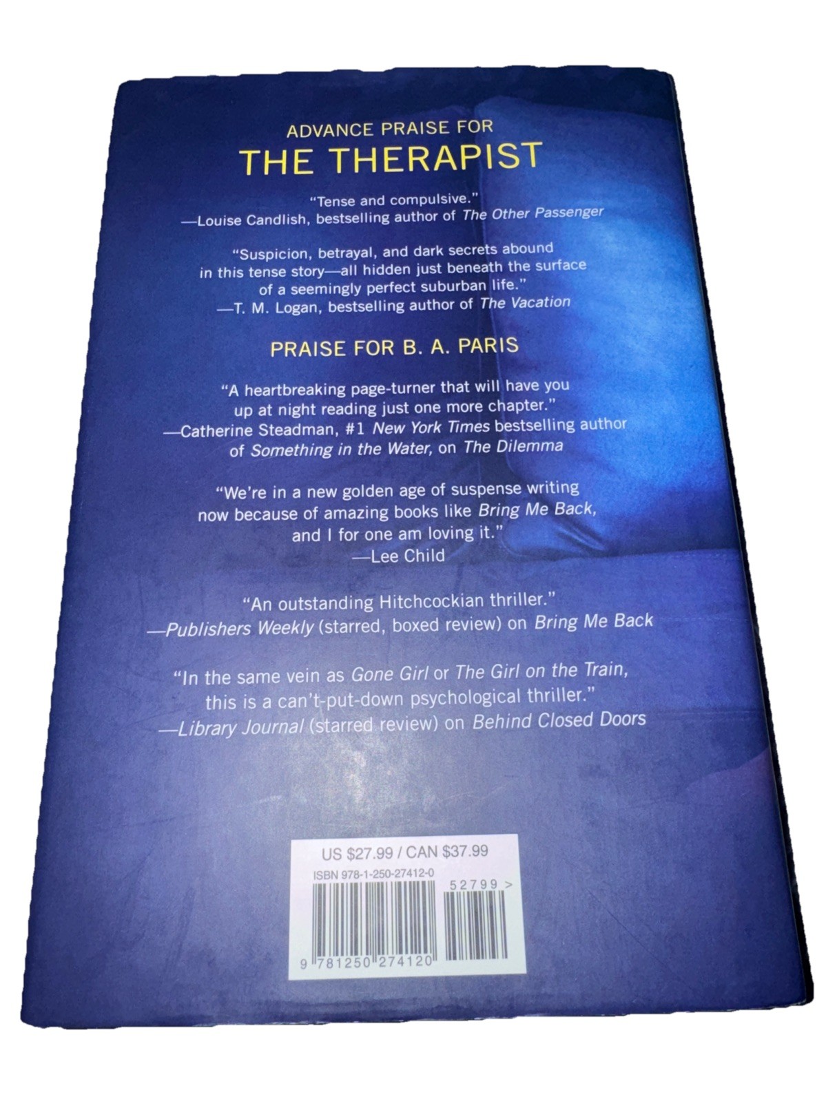 Therapist : A Novel by B. A. Paris (2021, Hardcover)