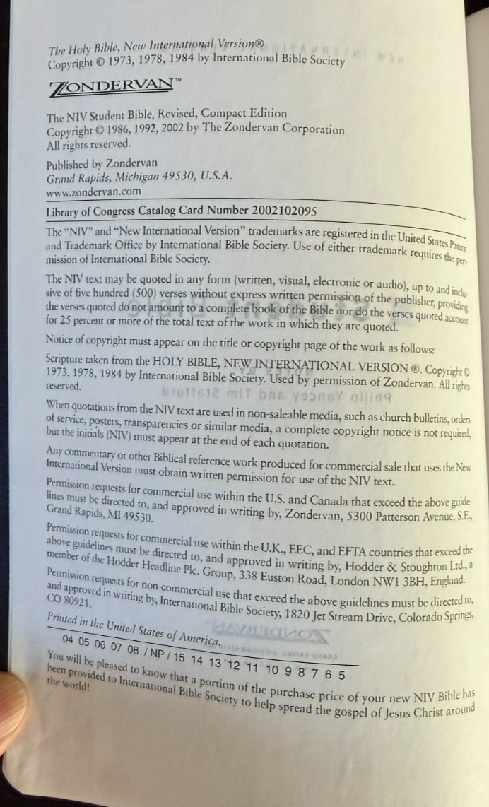 NIV Student Bible Revised Compact Edition (Leather, 2002)