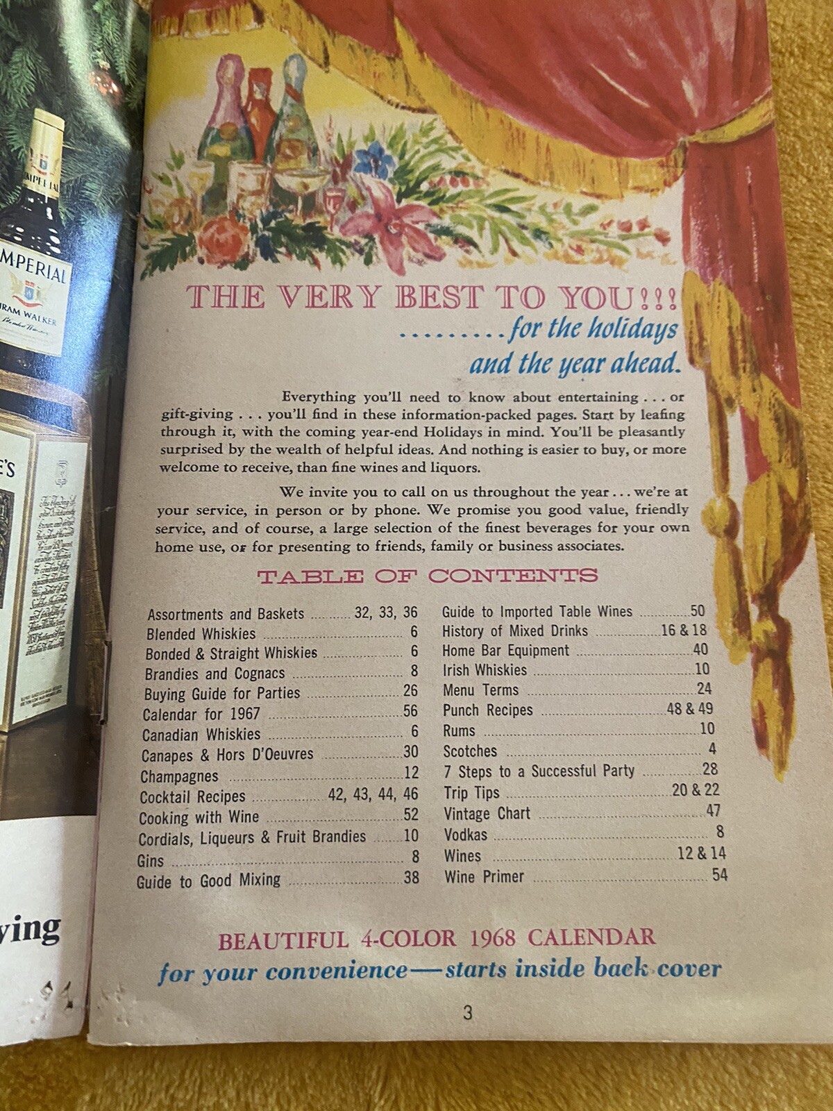 Vintage Advertising 1968 Bal-Port Wine & Liquors Party Book Calendar Newport CAL