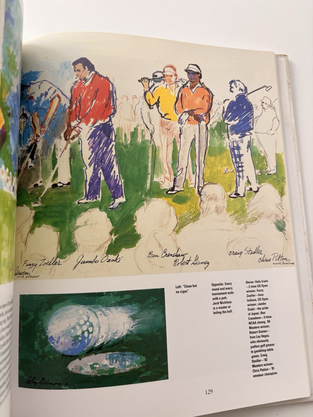 LeROY NEIMAN BIG TIME GOLF FULL COLOR ILLUSTRATIONS BOOK