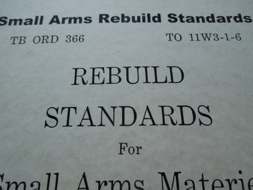 U.S. Dept. of the Army Rebuild Standards for Small Arms Material 178 Pages 1953