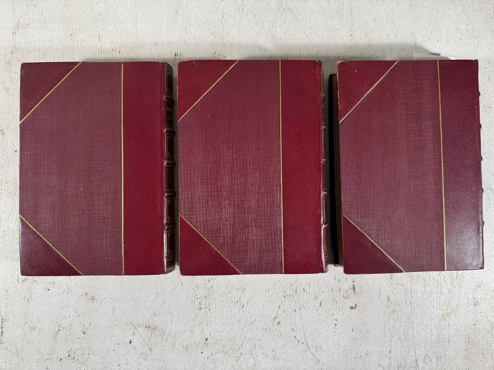 Mark Twain: A Biography by Paine 3 Antique Fine Binding Red Leather Books