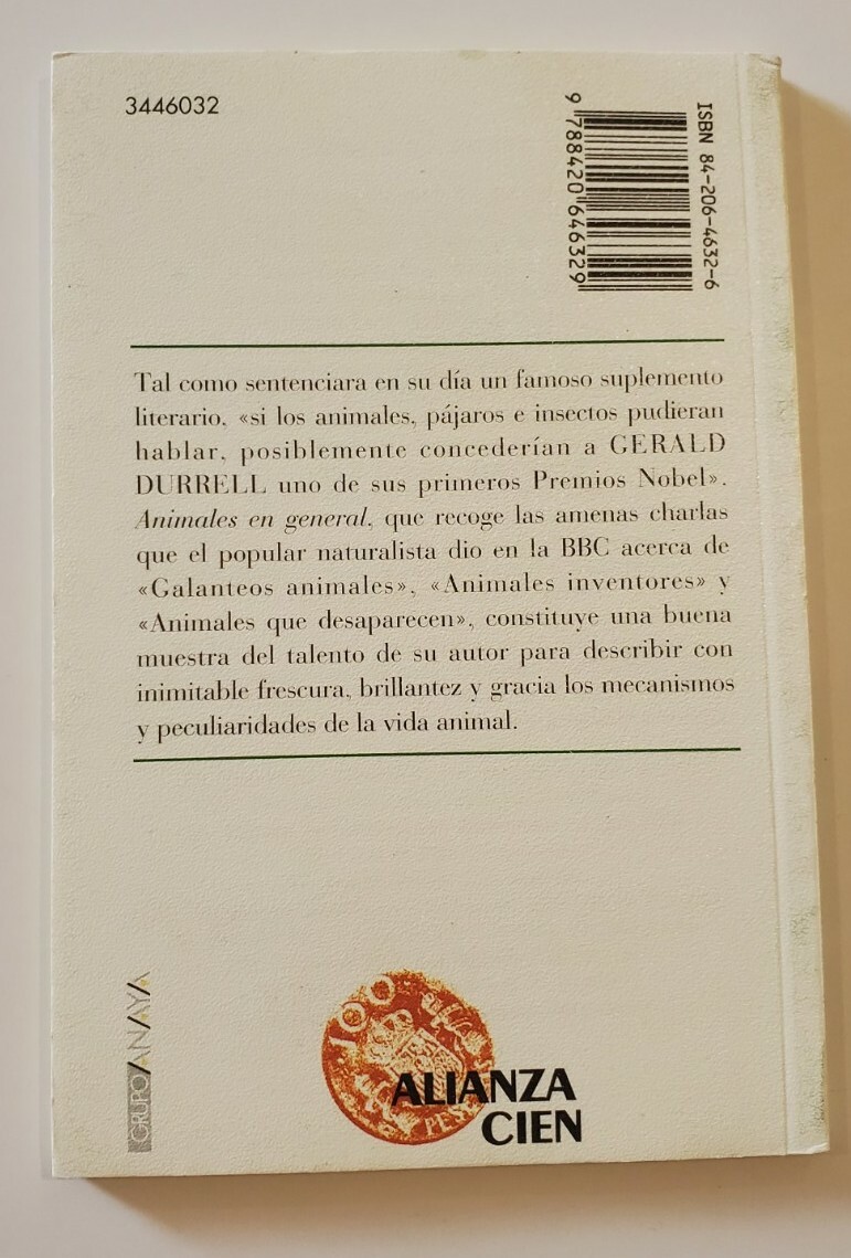 Animals En General Gerald Durrell Paperback Alianza Cien Spanish Language
