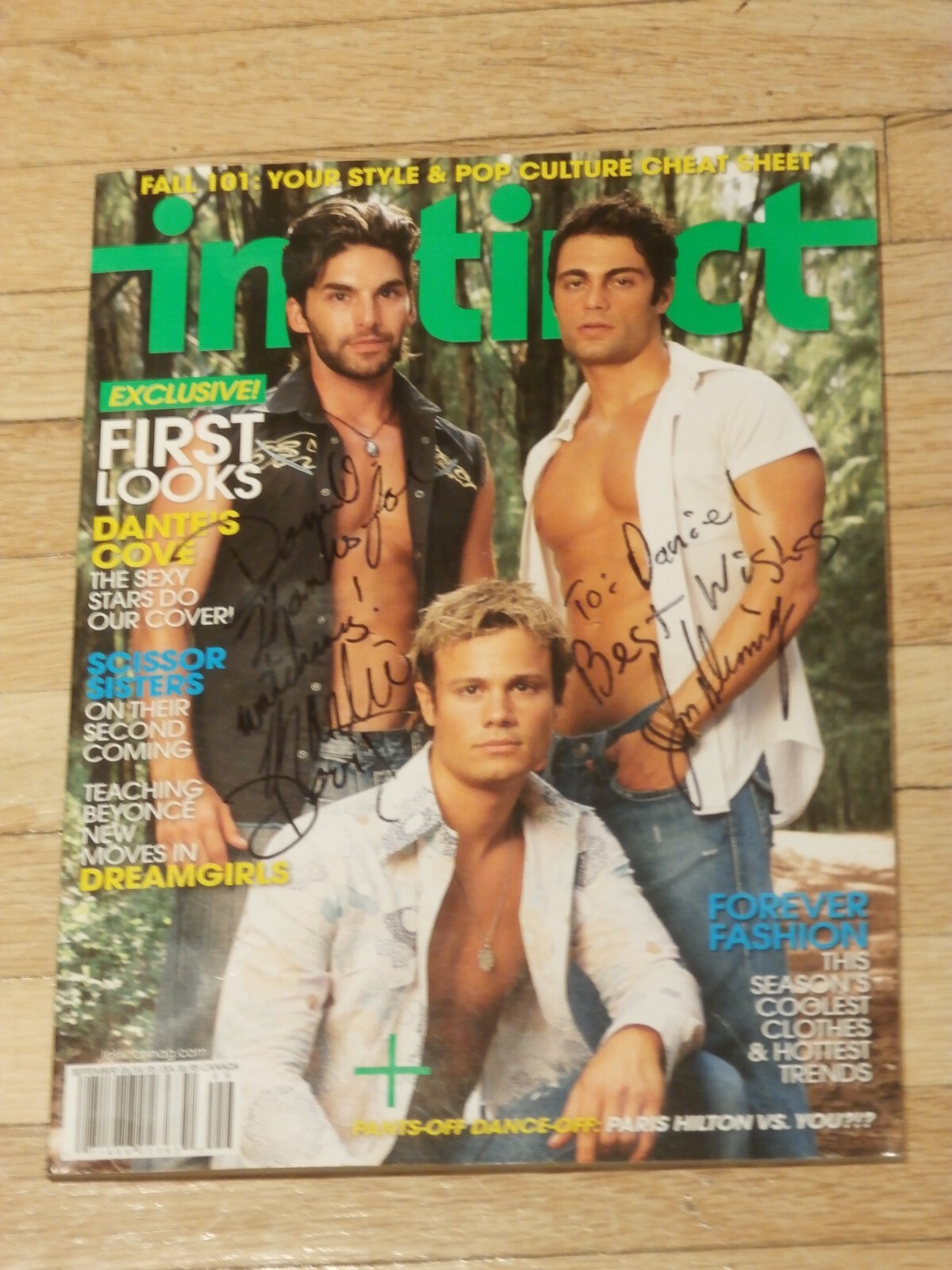 Instinct Magazine AUTOGRAPHED Dante’s Cove Charlie David Jon Fleming Sept 2006