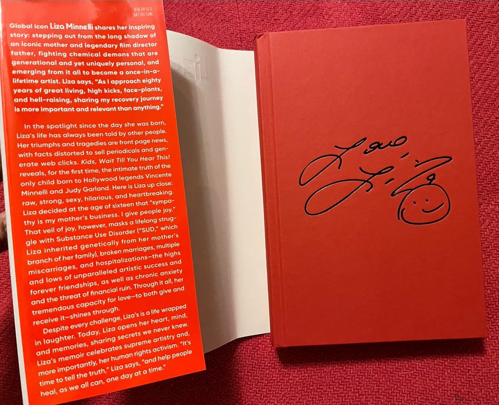 LIZA MINNELLI SIGNED 1ST EDITION COA KIDS, WAIT UNTIL YOUR HEAR THIS! LAST ONE
