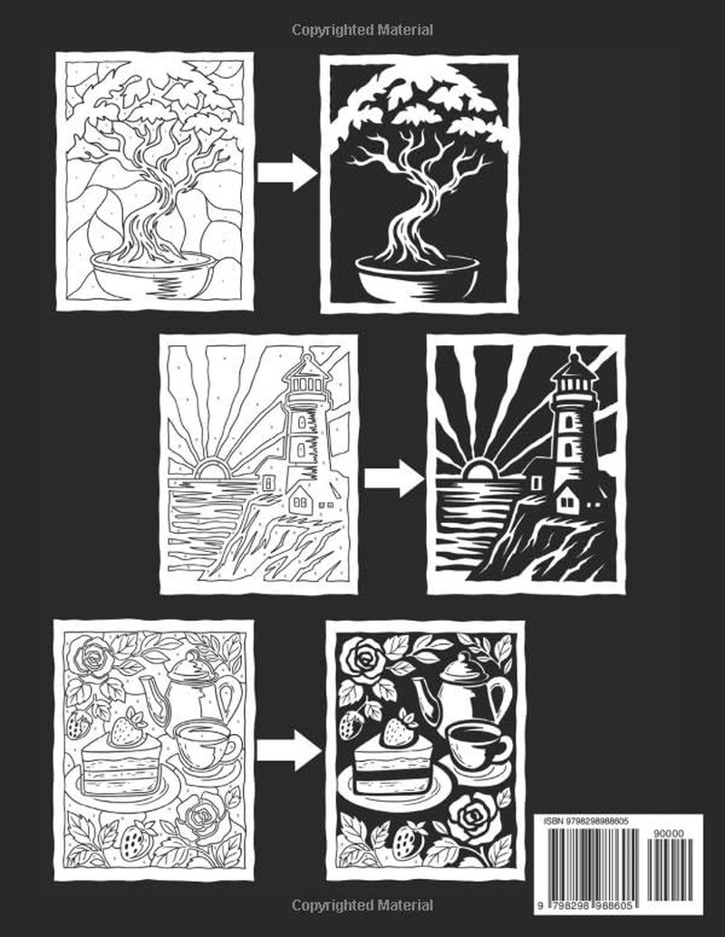 Stress Relief Monochrome Coloring Book: Mindful and Calming One Color Designs wi
