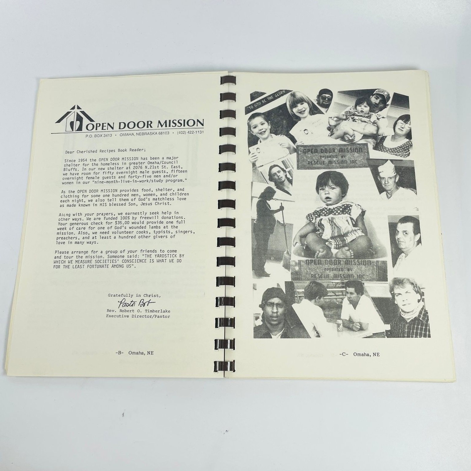 Cherished Recipes Open Door Mission Omaha Nebraska Vintage Cookbook