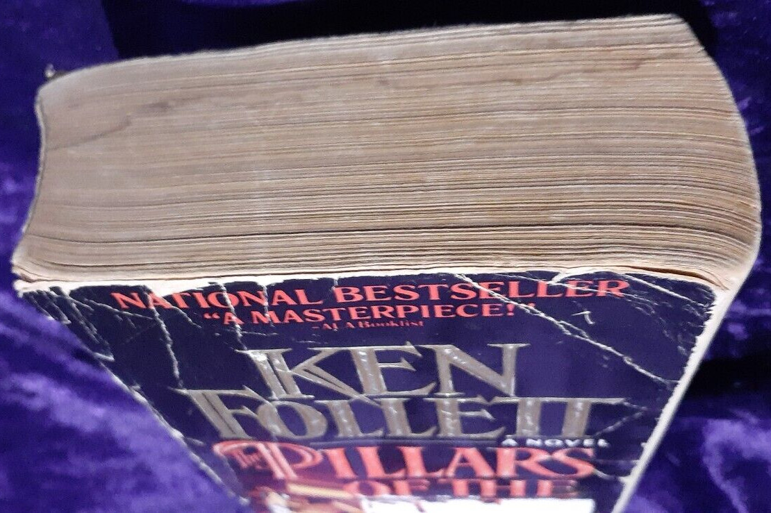 Ken Follett Pillars Of The Earth Book**Torn, Partially Peeled off Title, Stains*