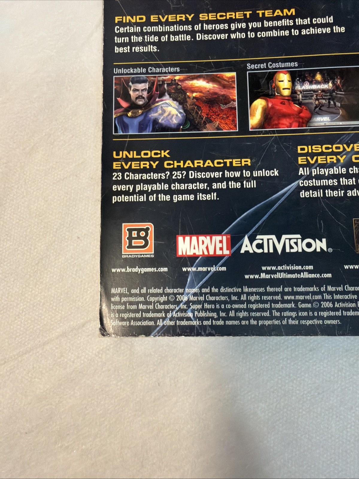 Marvel Ultimate Alliance Strategy Guide – WITHOUT Poster (2006) BradyGames