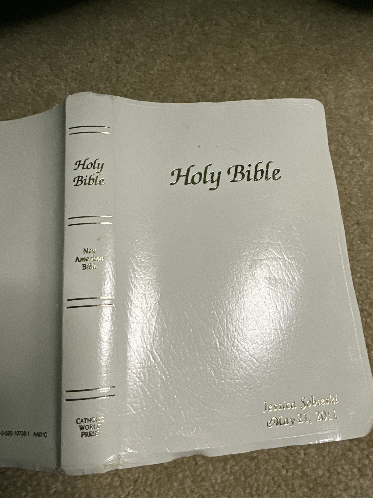 The New American Bible Catholic World Press w/ Tabs 1997 Ivory Faux Leather