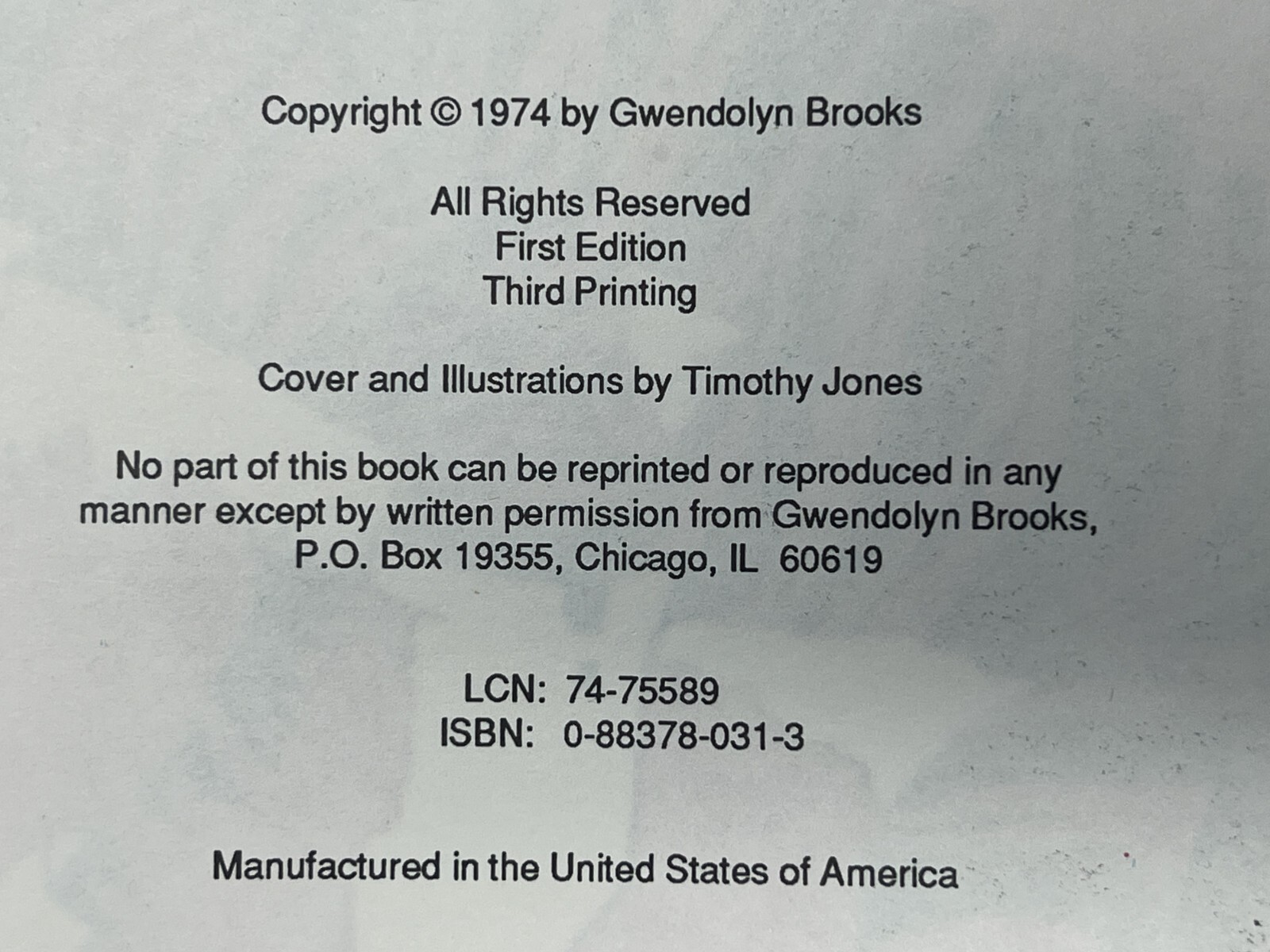 VTG POETRY: SIGNED The Tiger Who Wore White Gloves by Gwendolyn Brooks – 1974 PB