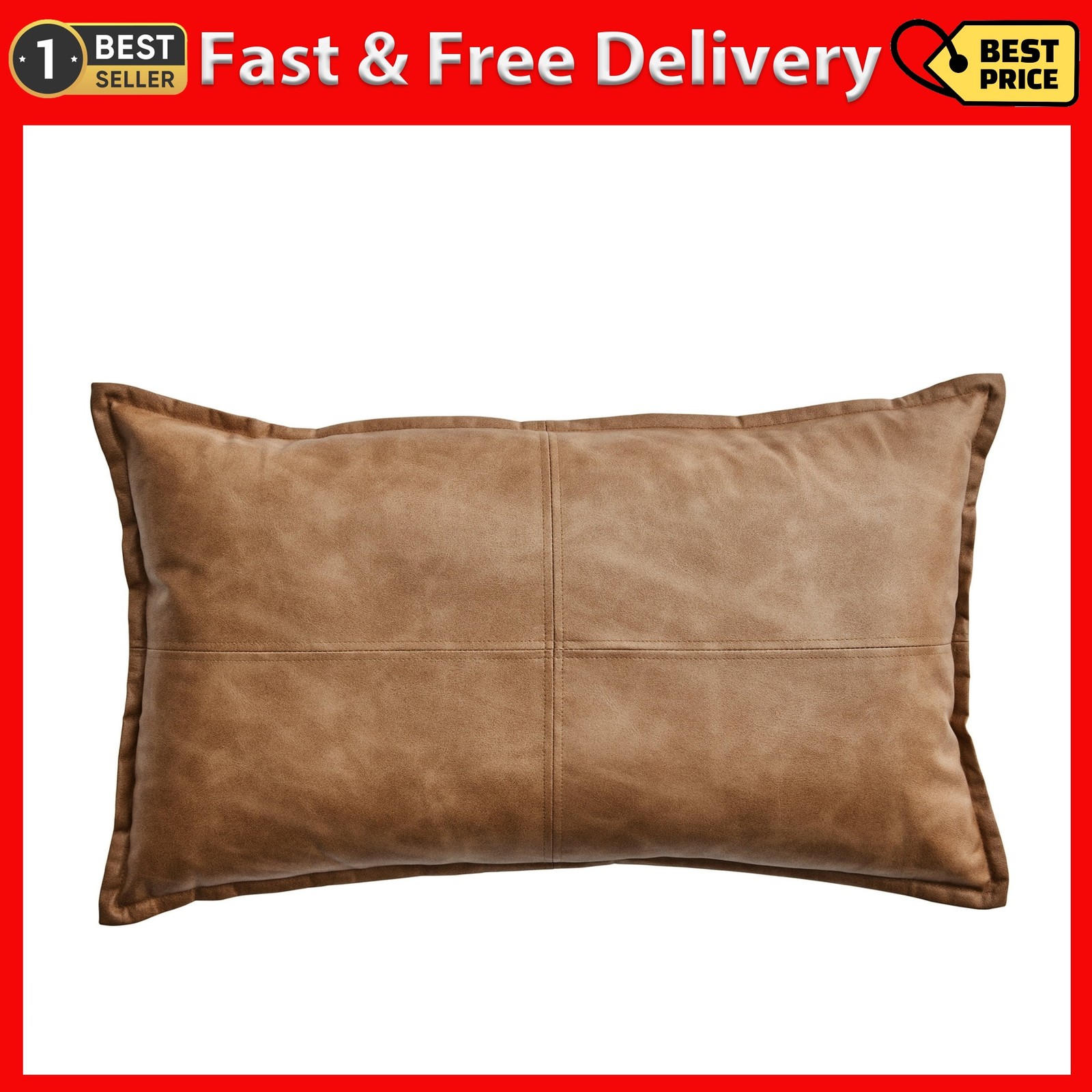 Better Homes & Gardens 14″ X 24″ Beige Vegan Leather Decorative Pillow