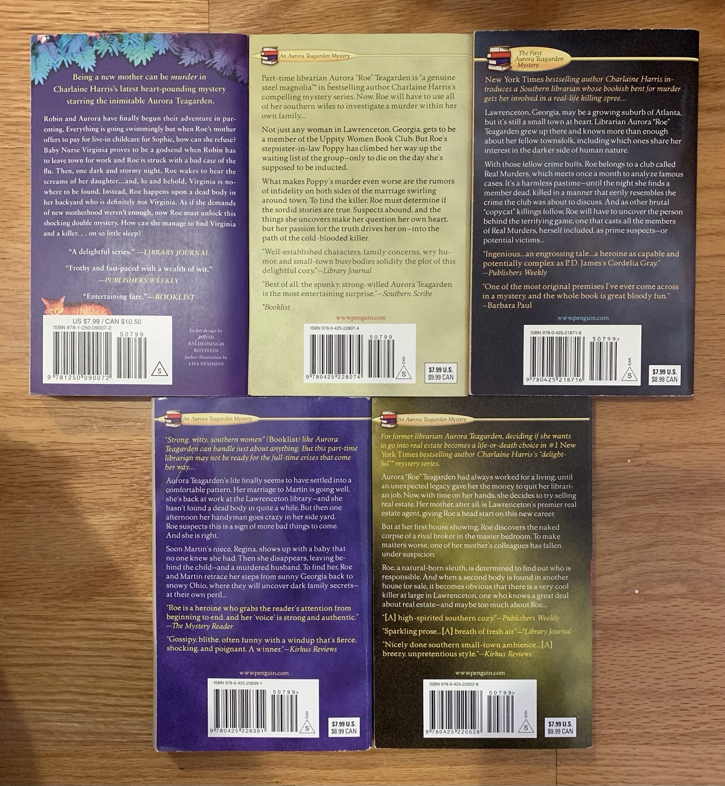 Collection of 5 AURORA TEAGARDEN Cozy Mysteries by Charlaine Harris