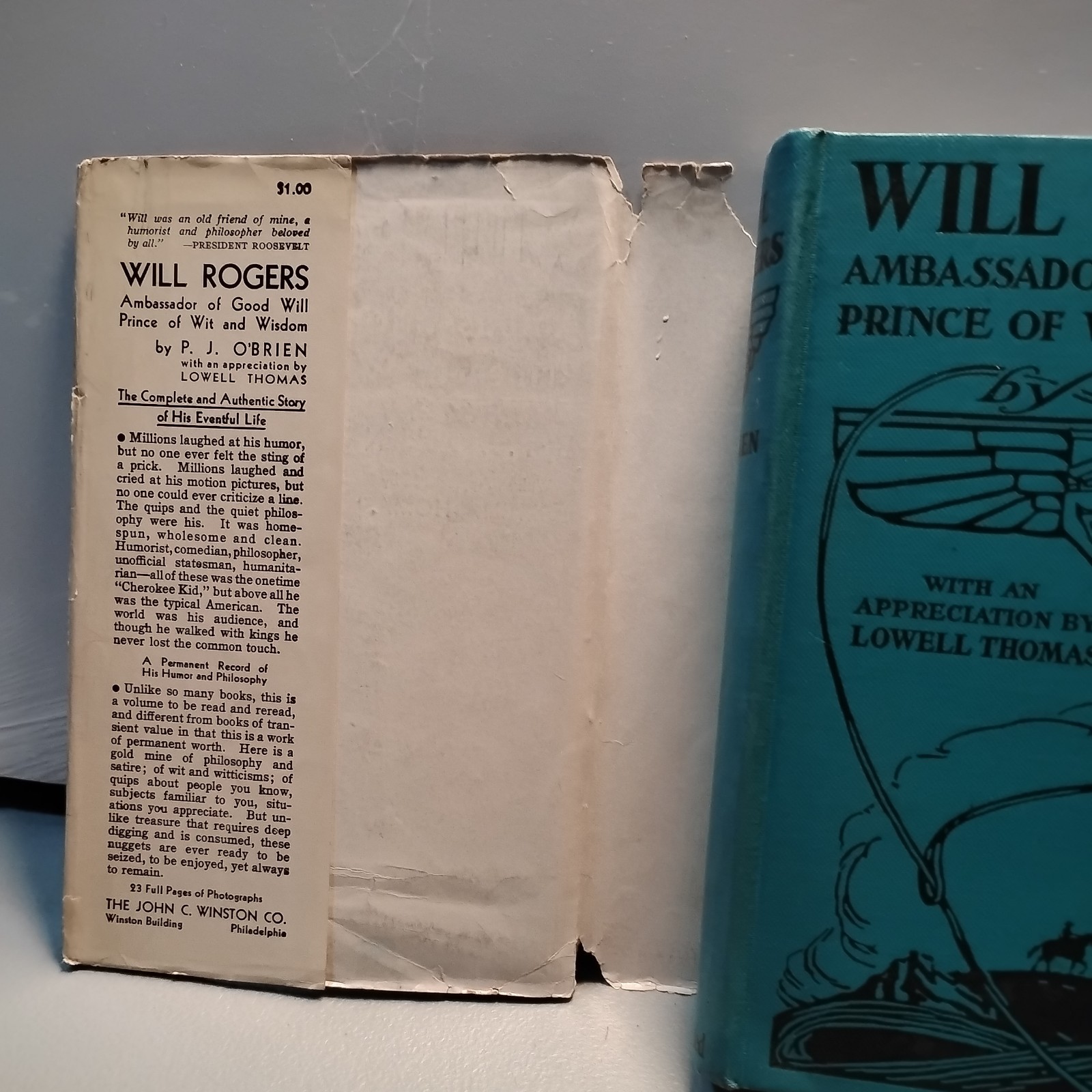 WILL ROGERS: “Ambassador of Good Will .. ” HC 1935 by P.J. O’BRIEN – scarce DJ