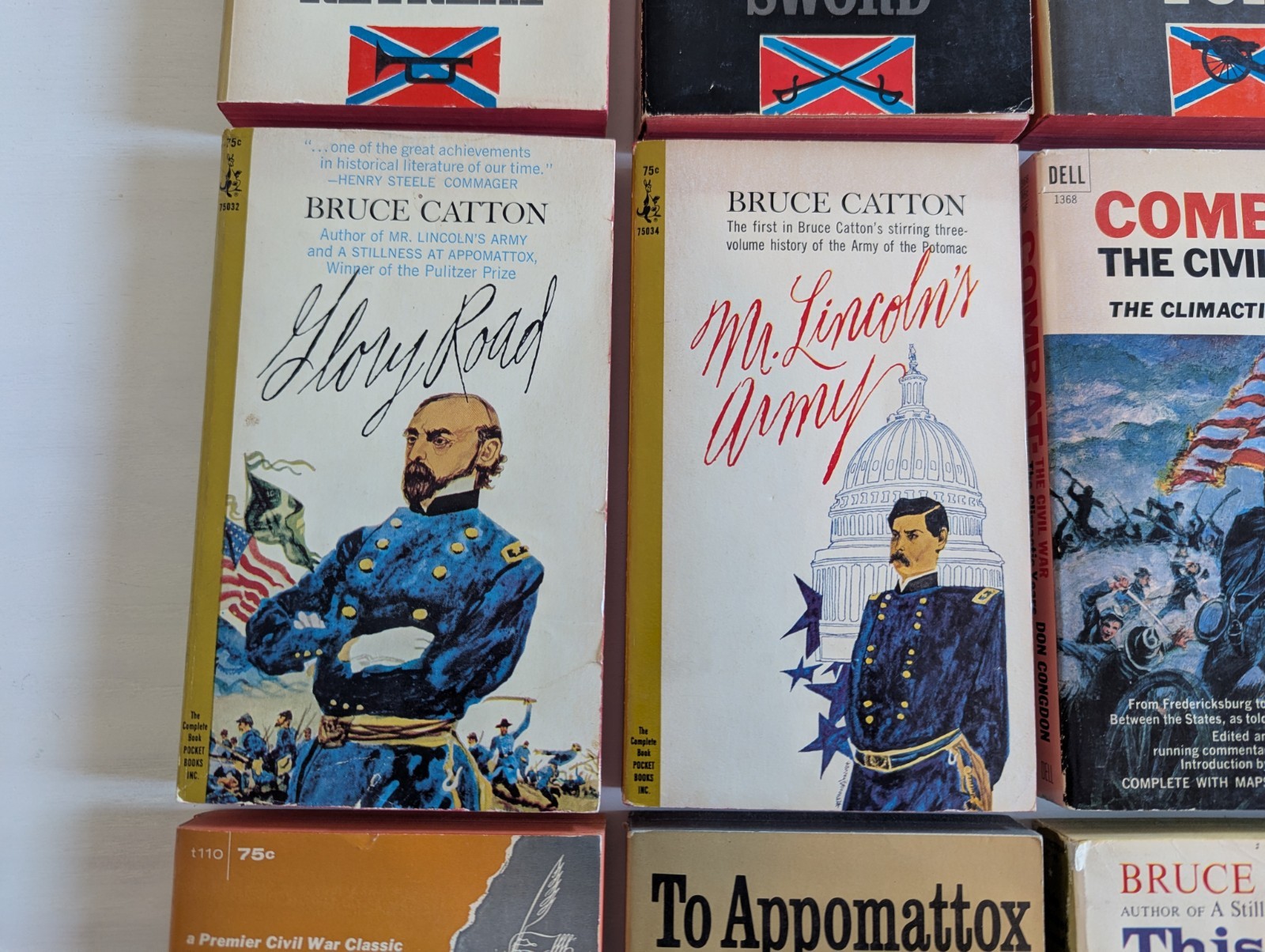 Lot of 12 Vintage Civil War History Paperback Books Bruce Catton Lee Combat Set