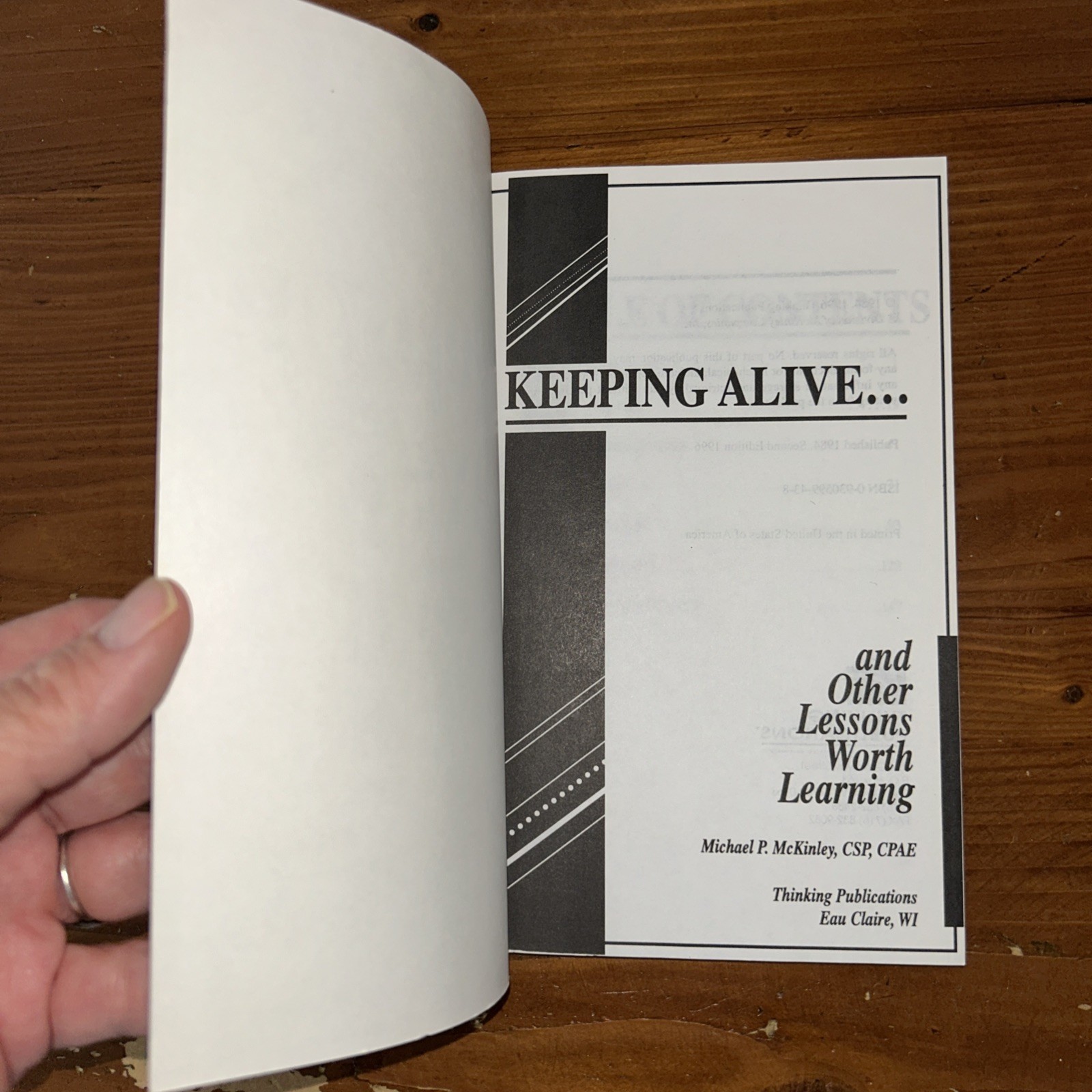 Keeping alive–: And other lessons worth learning, McKinley, Michael K50