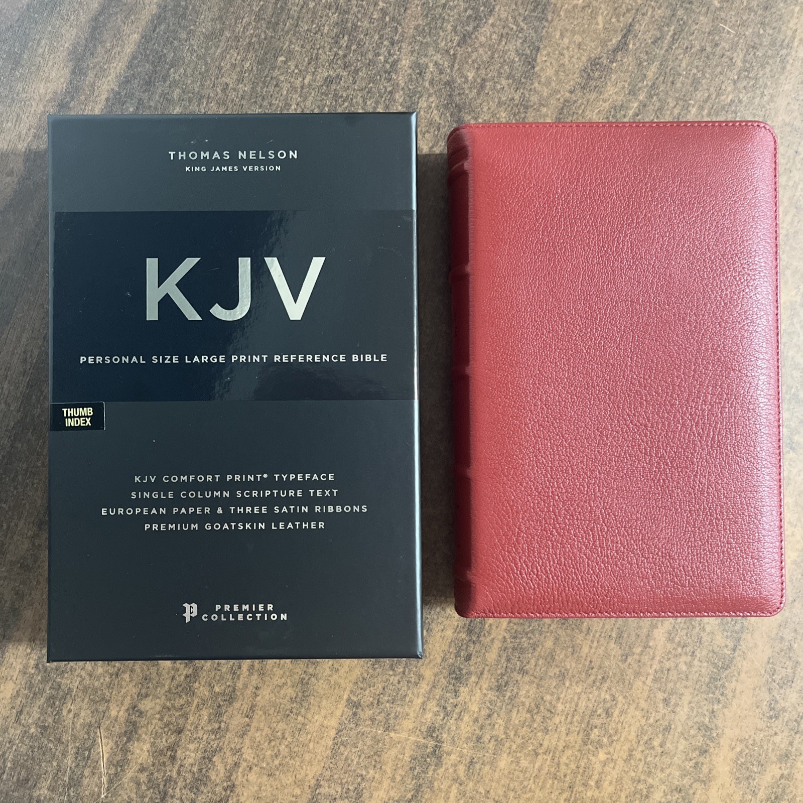 KJV Large Print Single Column Bible Indexed – $204.99 – Red Goatskin Leather
