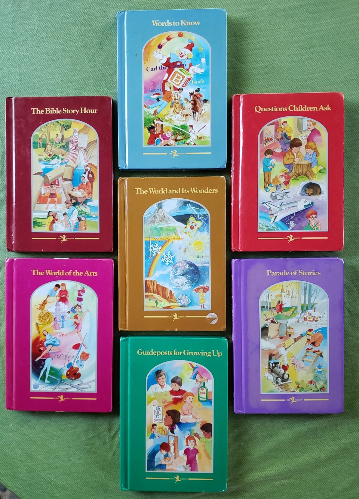 Child Horizons Set of 7 Hard Cover Children Books Home School Learning