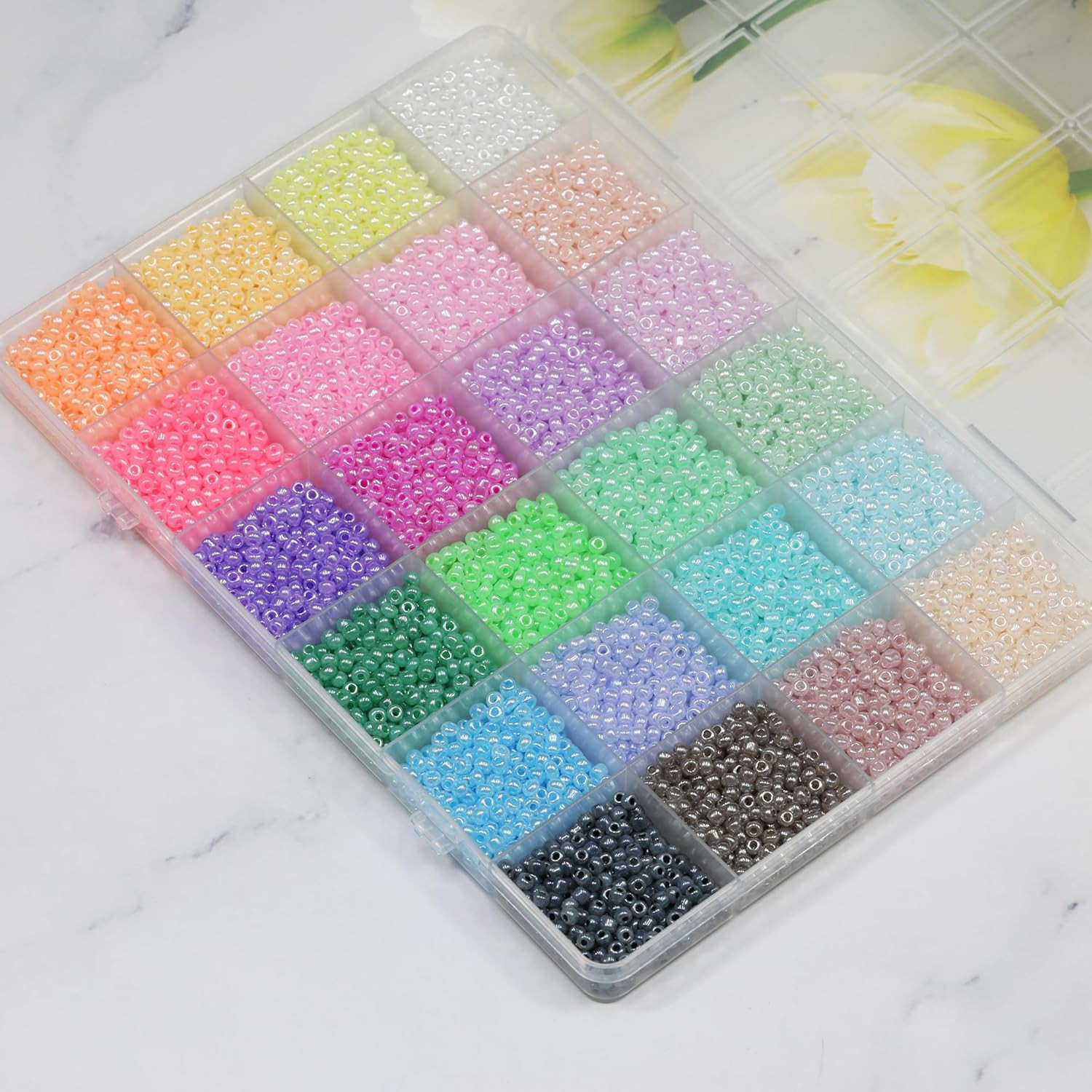 Size 3Mm Ceylon Color Seed Beads about 7200Pcs in Box,24 Multicolor Assortment S