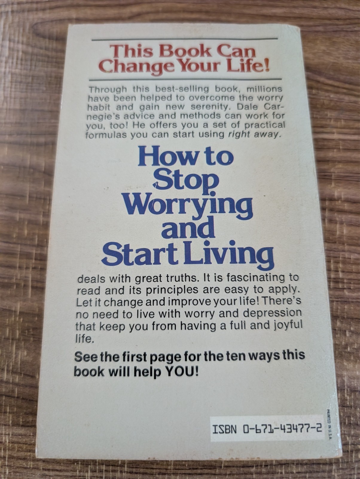 How to Stop Worrying and Start Living By Dale Carnegie 1953 Paperback