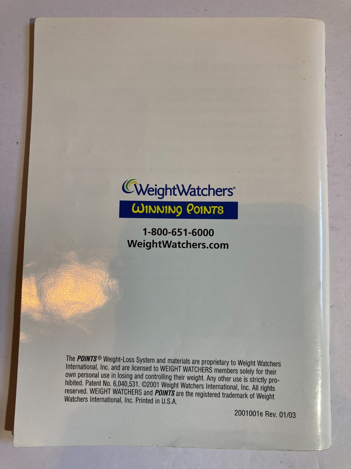 WEIGHT WATCHERS week 1 GETTING STARTED points WINNING POINTS