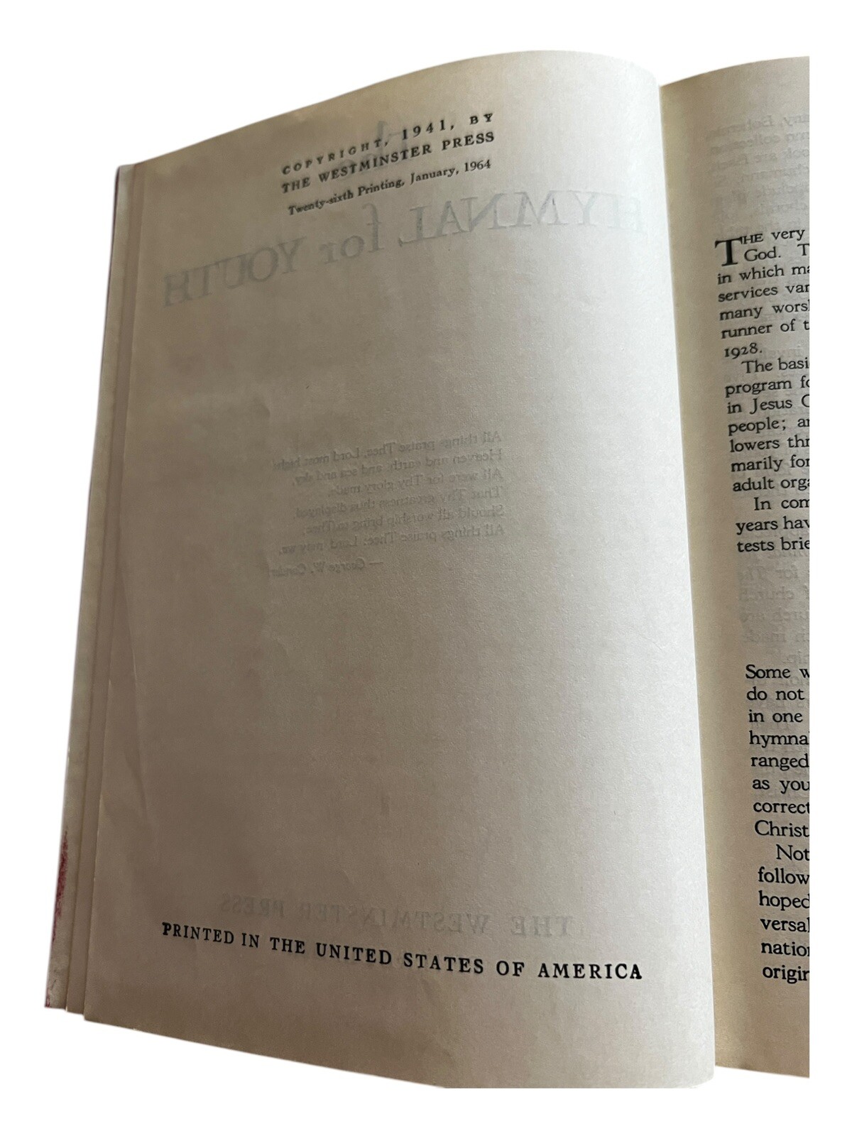 The Hymnal For Youth, 1941, The Westminster Press