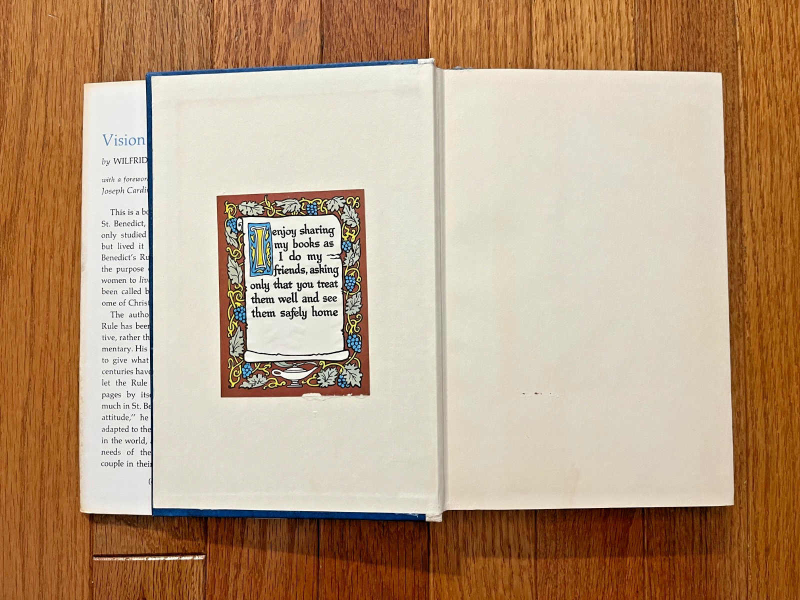 Vision of Peace by Wilfrid Tunink (1963 Hardback) On the Rule of St. Benedict