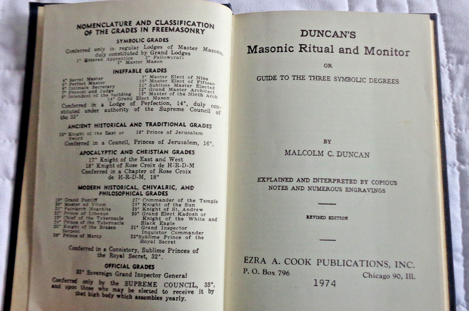 Vintage 1974 Revised Duncan’s Ritual Of Freemasonry Part 1 (Revised) Hardcover