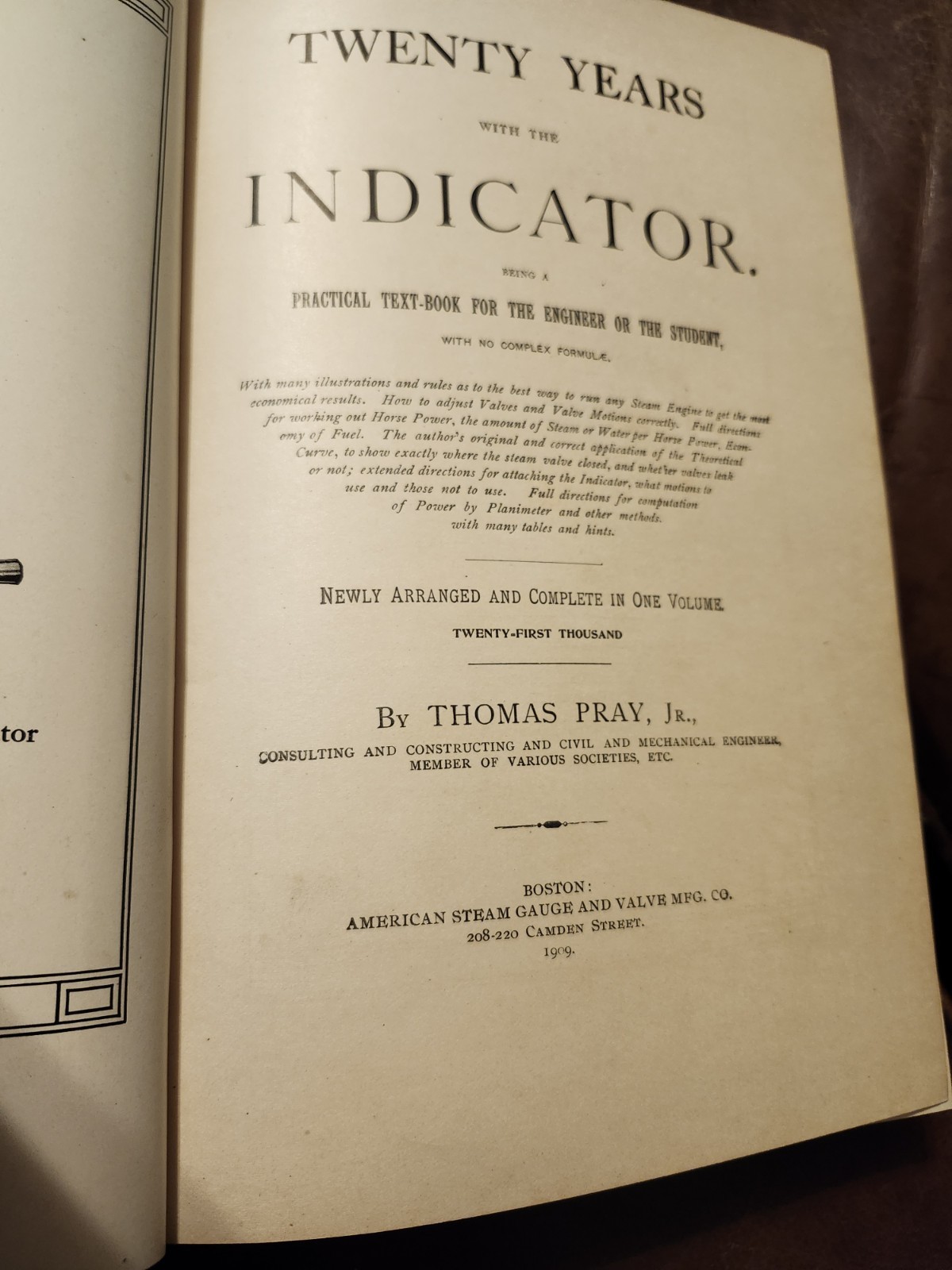 Exposed Spring Indicator, 20 years with the Indicator, by Thomas Pray, 1909, HB
