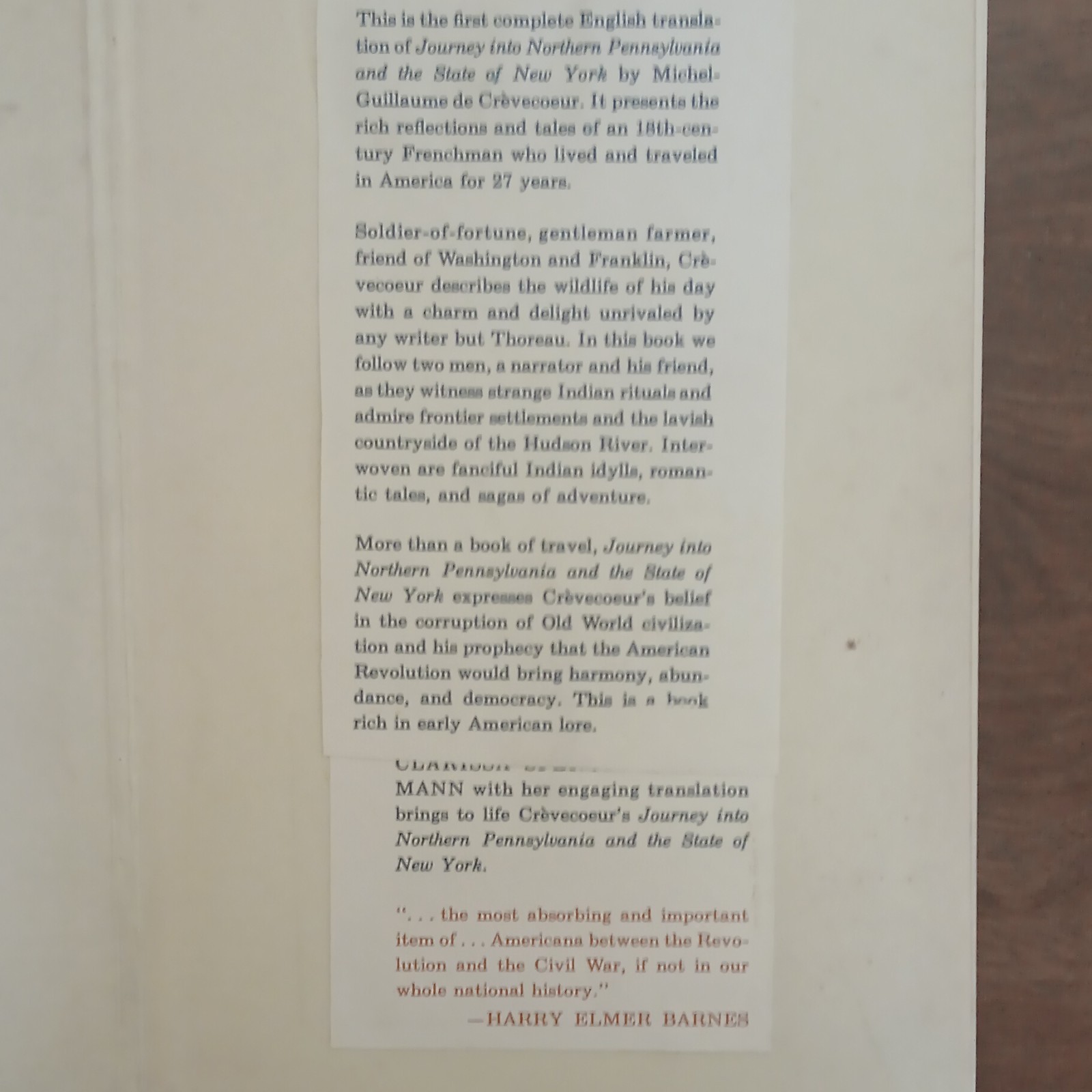 Journey into Northern Pennsylvania and the State of New York Crèvecœur HC 1964