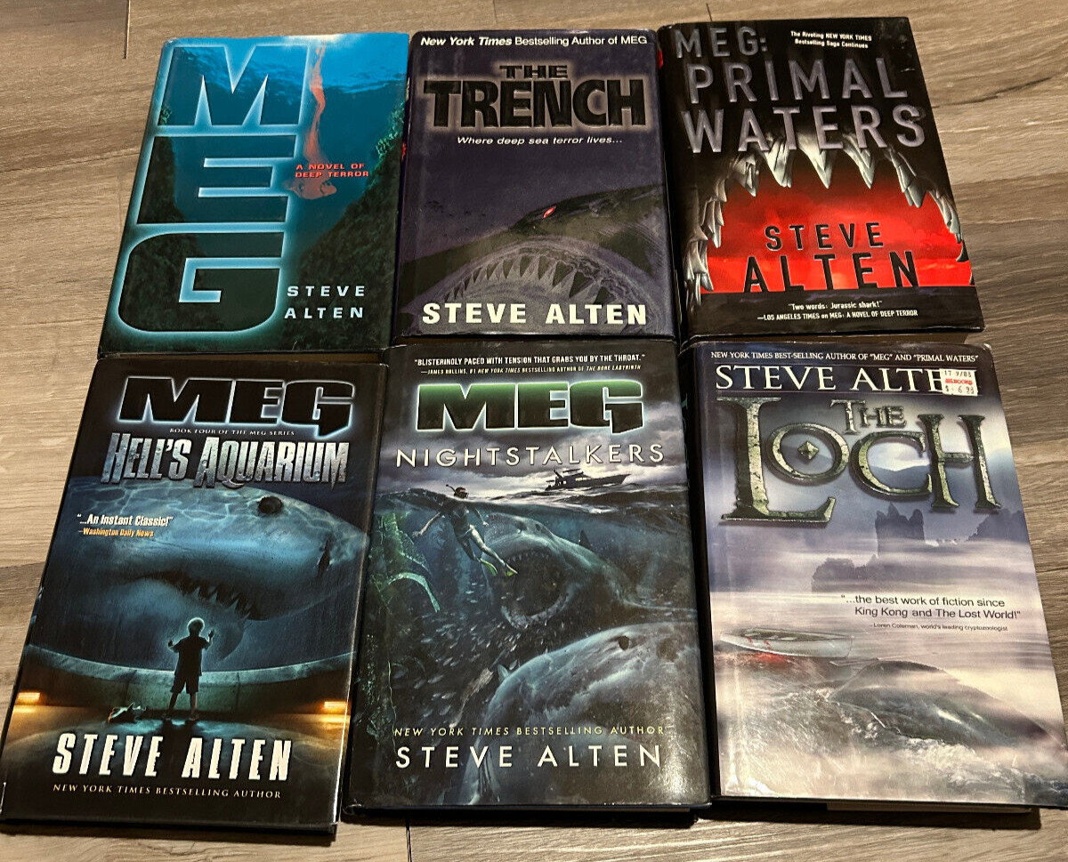 MEG Series Set Lot +LOCH Steve Alten HARDCOVER NOVELS JAWS SHARK Megalodon