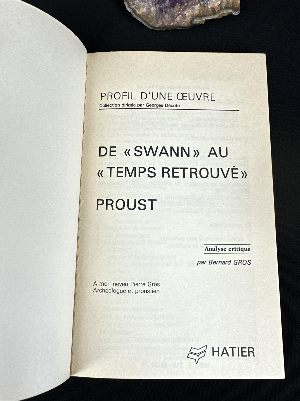 Profil d’une œuvre 75: De «swann» au «temps retrouvé» Proust, Gros 1981
