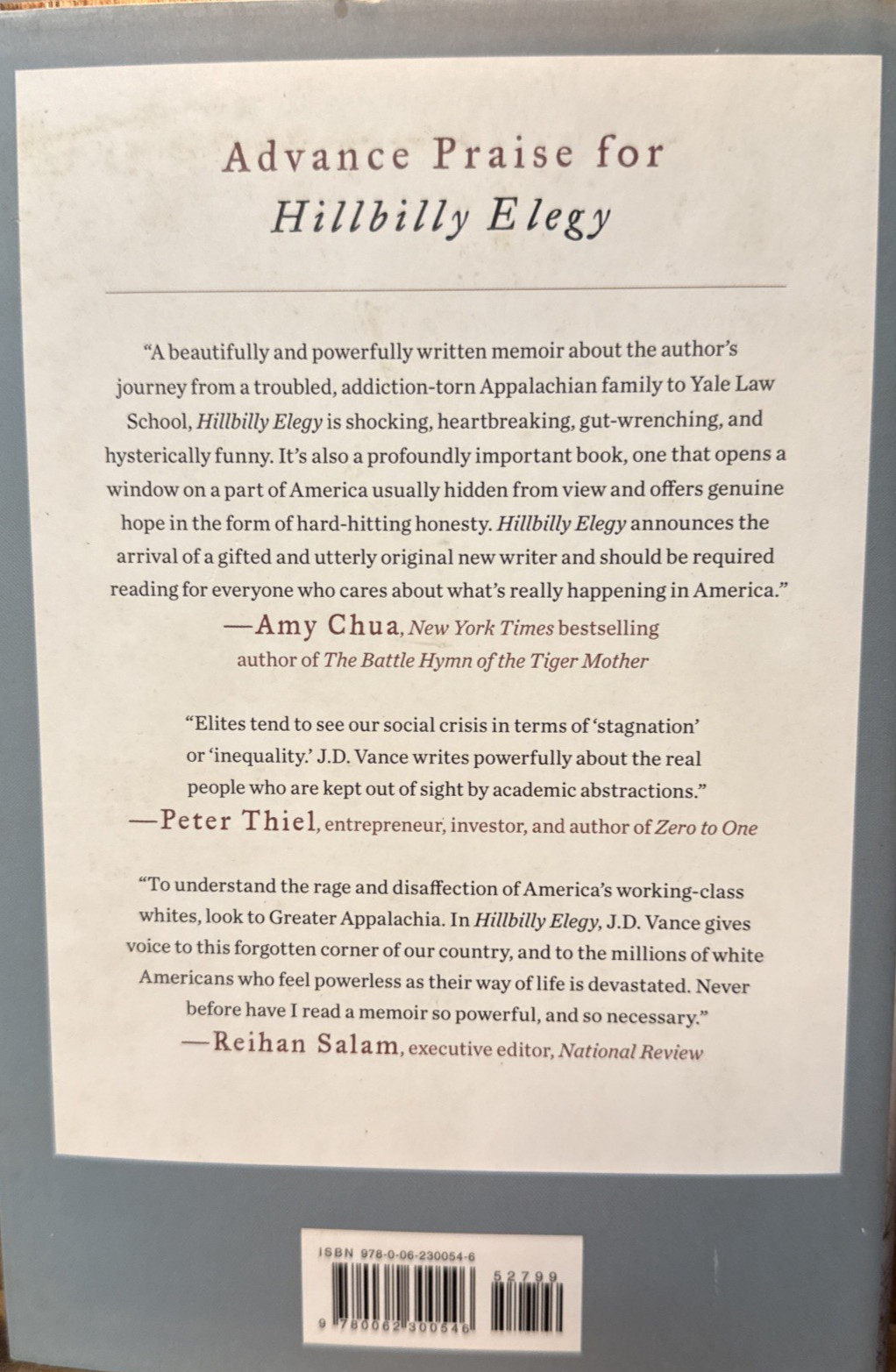 Hillbilly Elegy J.D. Vance 2016 First Edition 16th Printing HC DJ Memoir