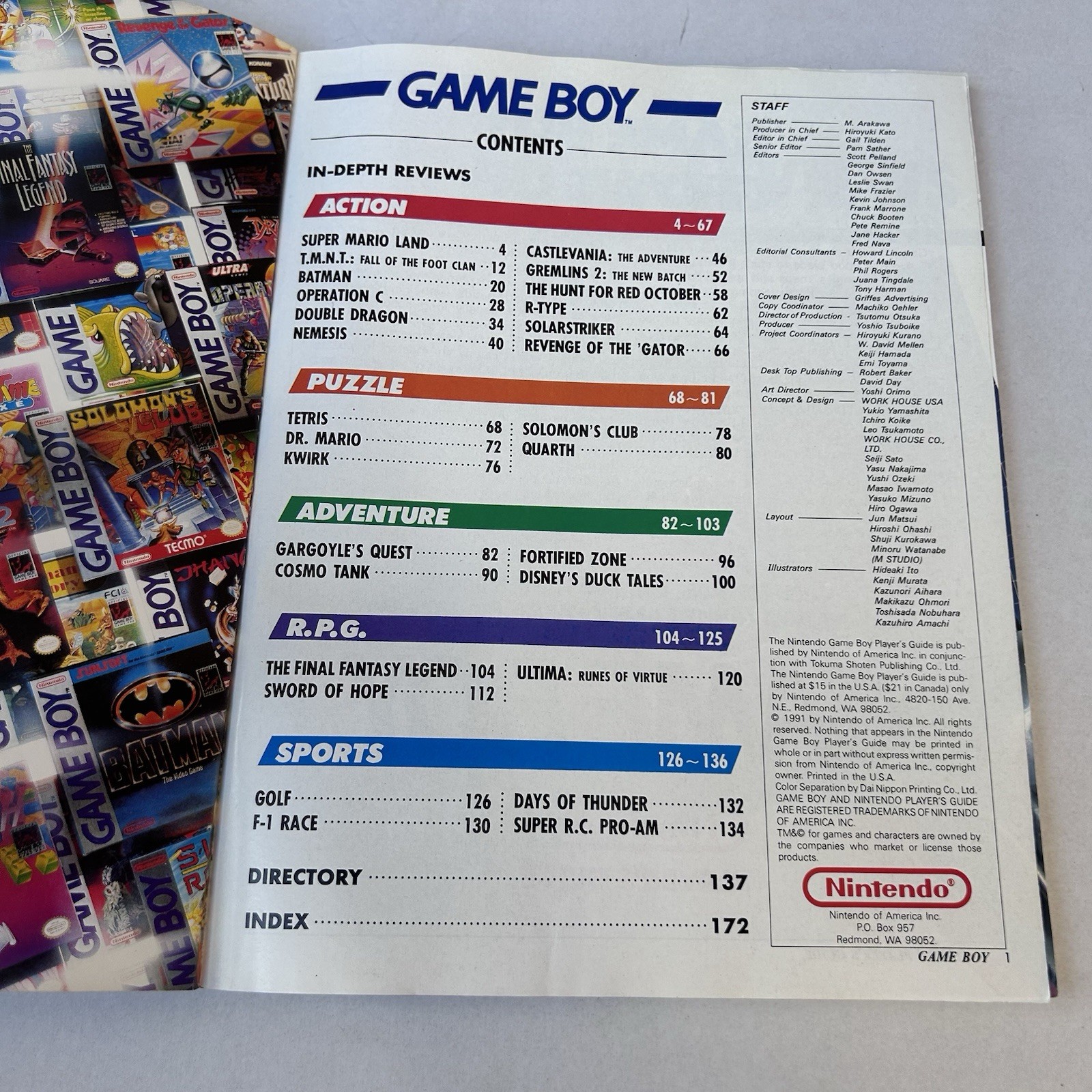 Nintendo Game Boy Player’s Guide Vintage 1991 TNMT Mario Batman Tetris Paperback