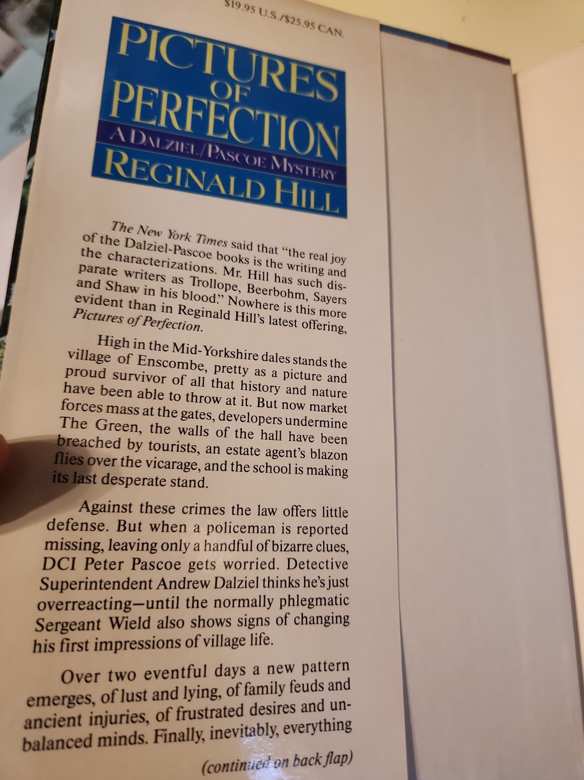 SIGNED BY AUTHOR 1ST EDITION PICTURES OF PERFECTION REGINALD HILL COLLECTIBLE F3