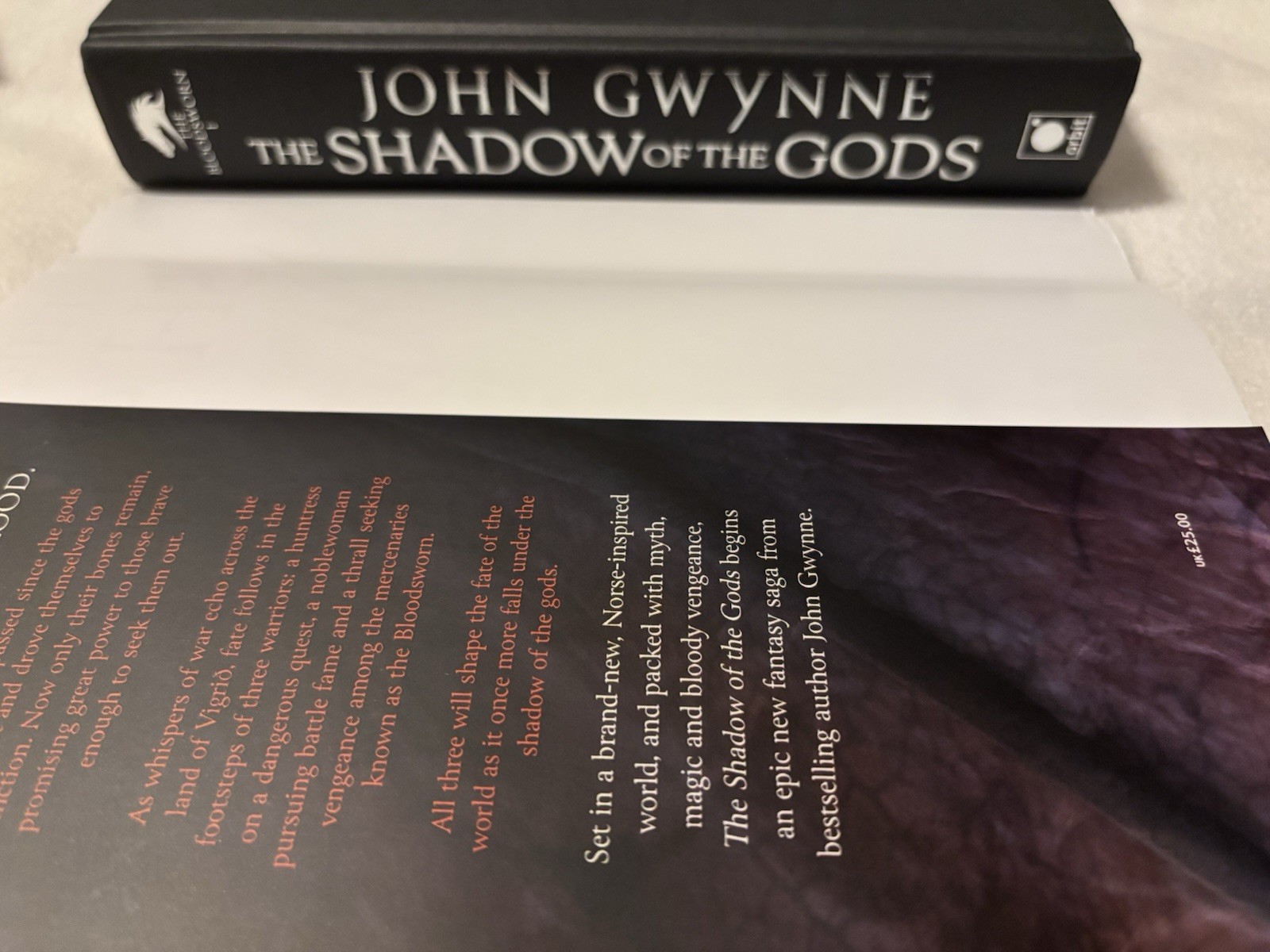 The Shadow of the Gods John Gwynne – Very good, Never read, First Edition Print