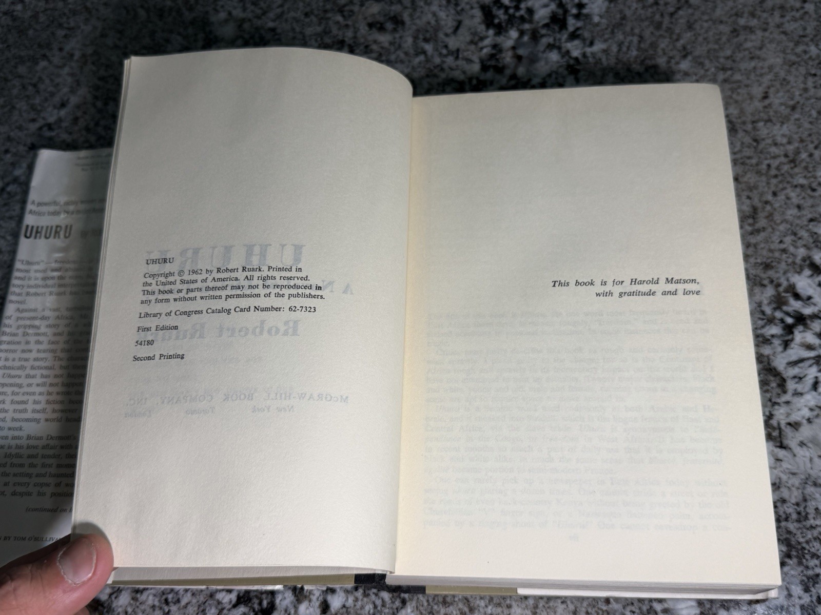Uhuru A Novel of Africa Today Robert Ruark Vintage 1962 1st Ed 2nd Print HC/DJ