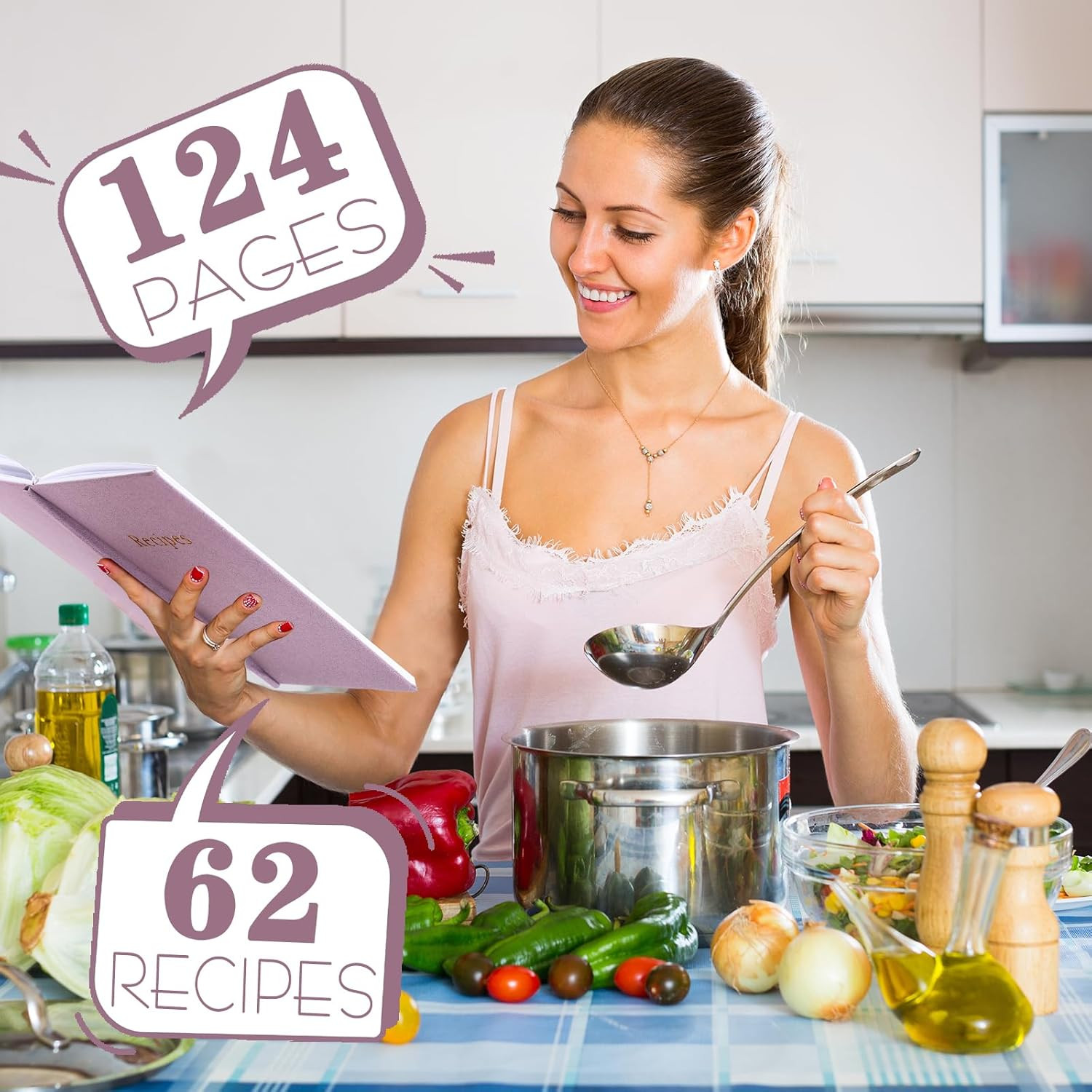 Recipe Book to Write in Your Own Recipes with 62 Blank Recipe Book Pages (Black)