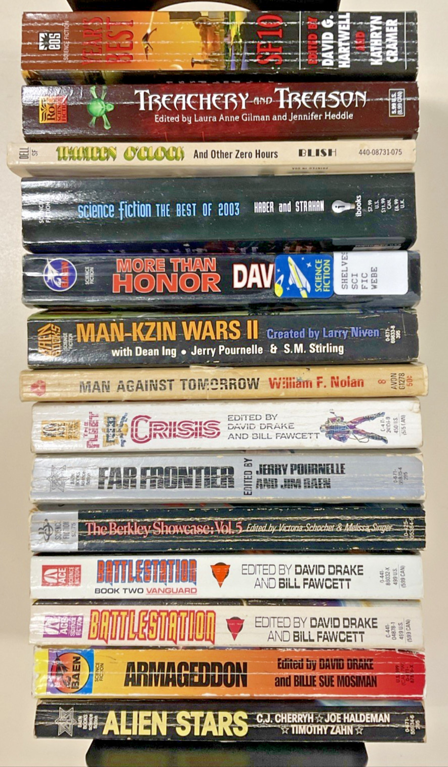 Sci Fi Anthologies PB lot of 14 Drake Pournell Kornbluth Gilman Le Guin & more